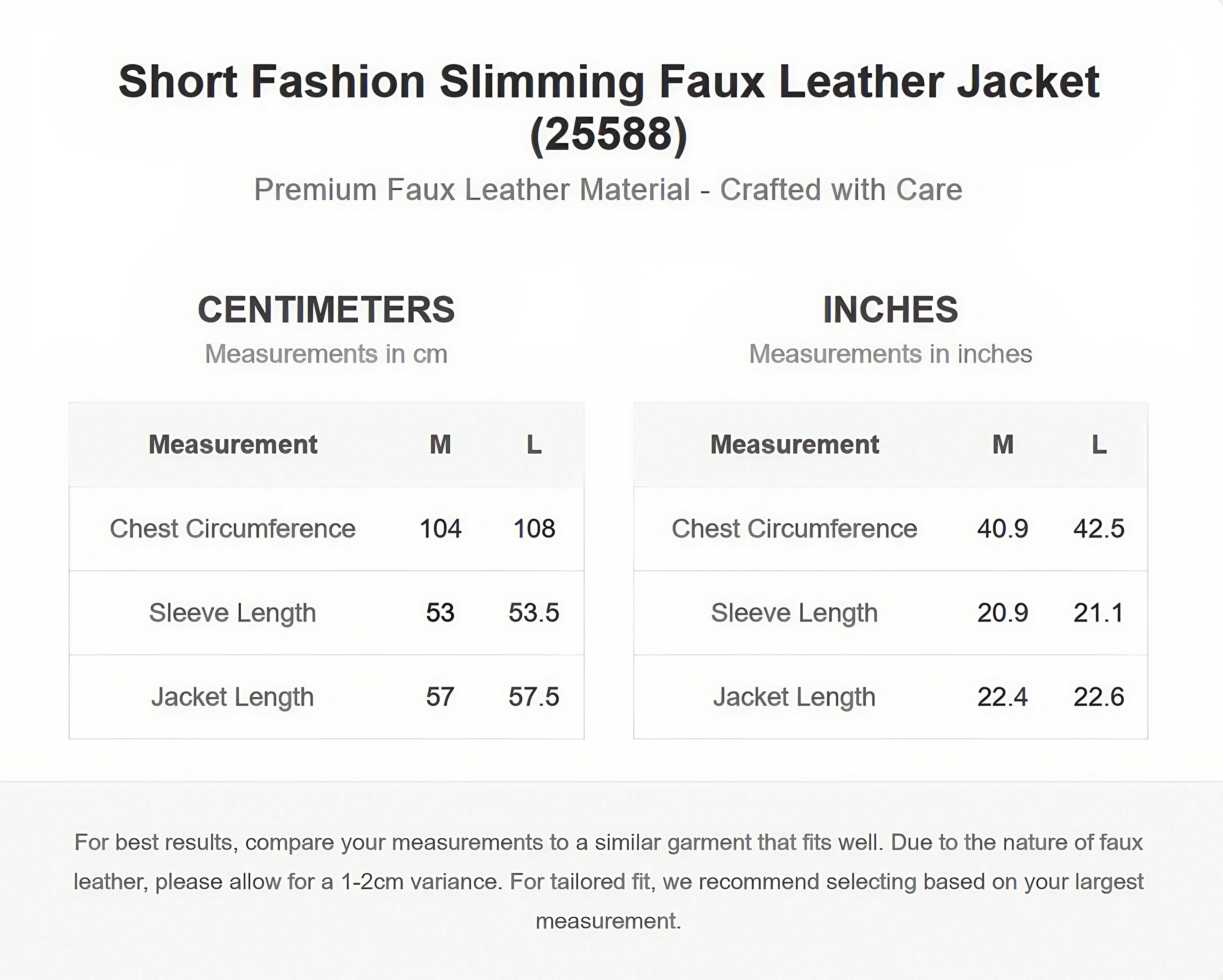 Short Fashion Slimming Faux Leather Jacket(25588)