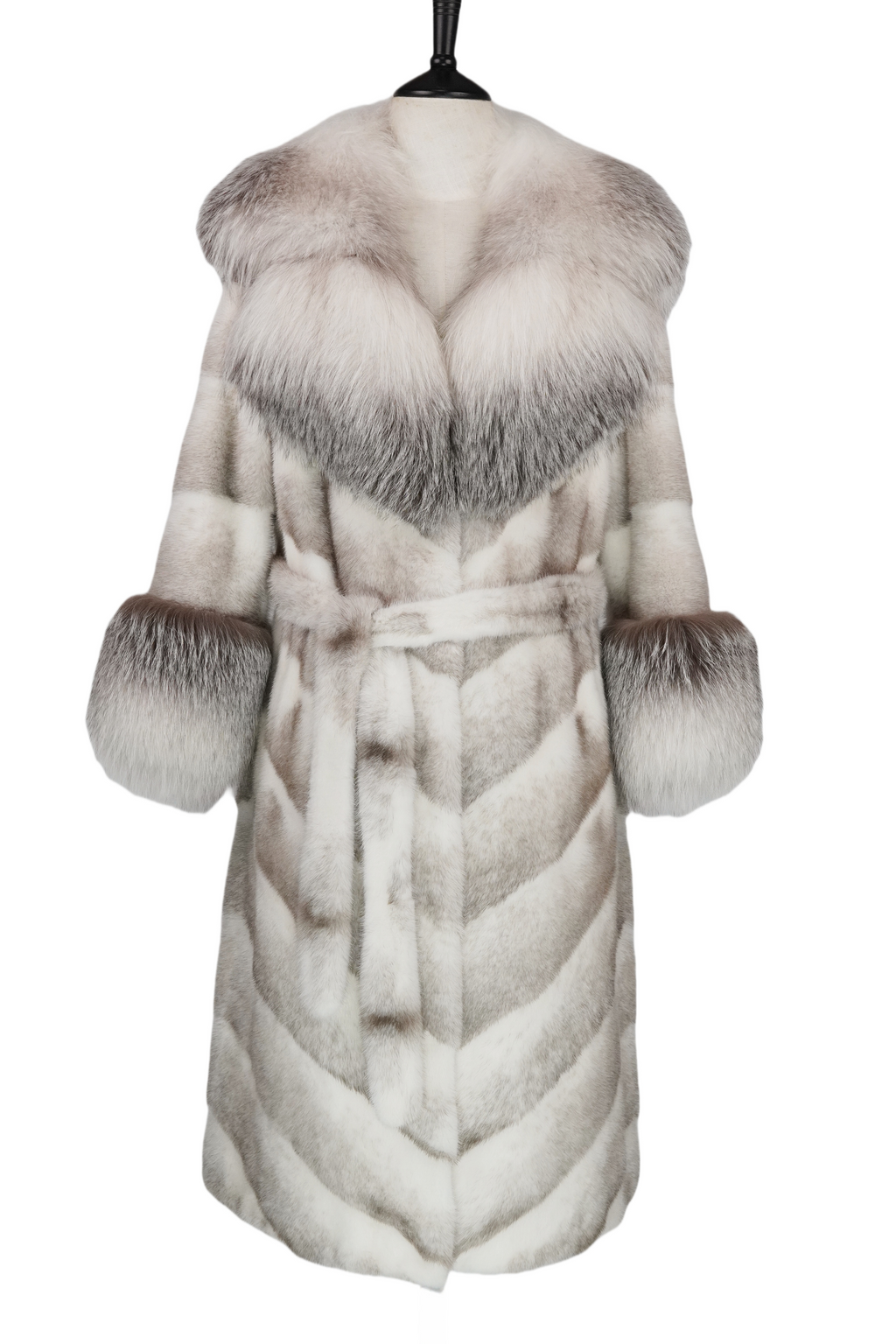 Oversized Fox Collar Mink Long Coat