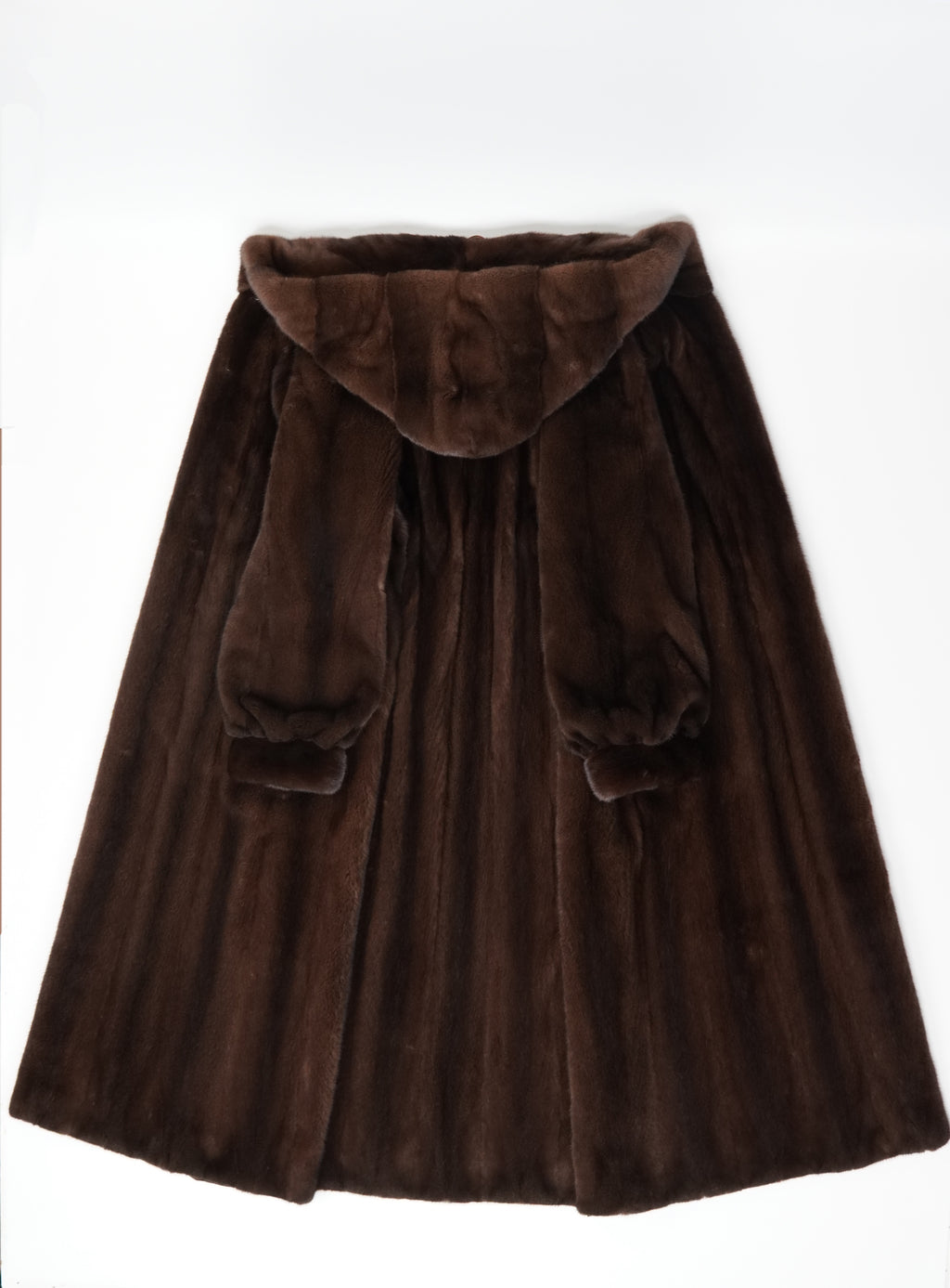 Hooded Long Coffee-colored Mink coat