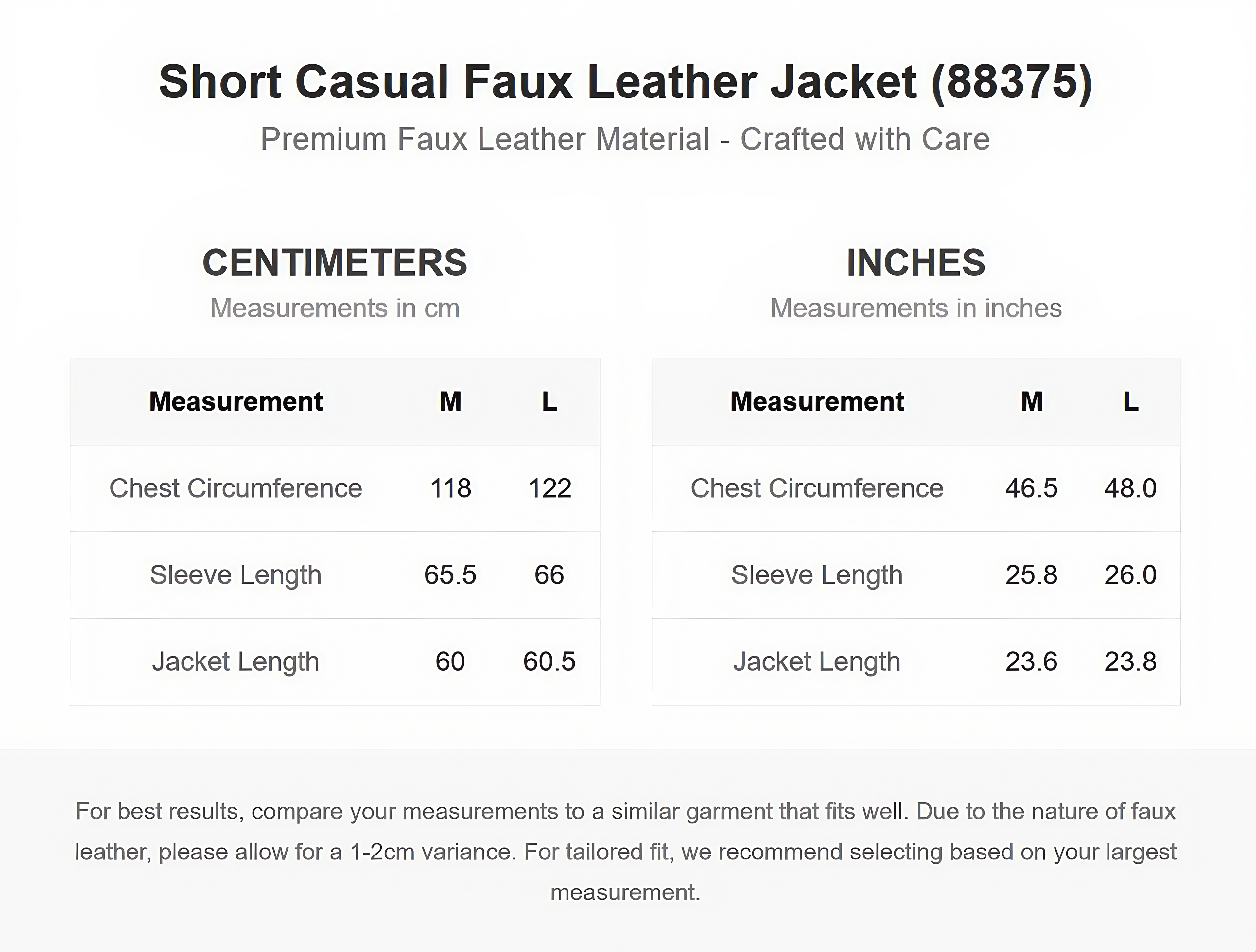 Short Casual Faux Leather Jacket (88375)