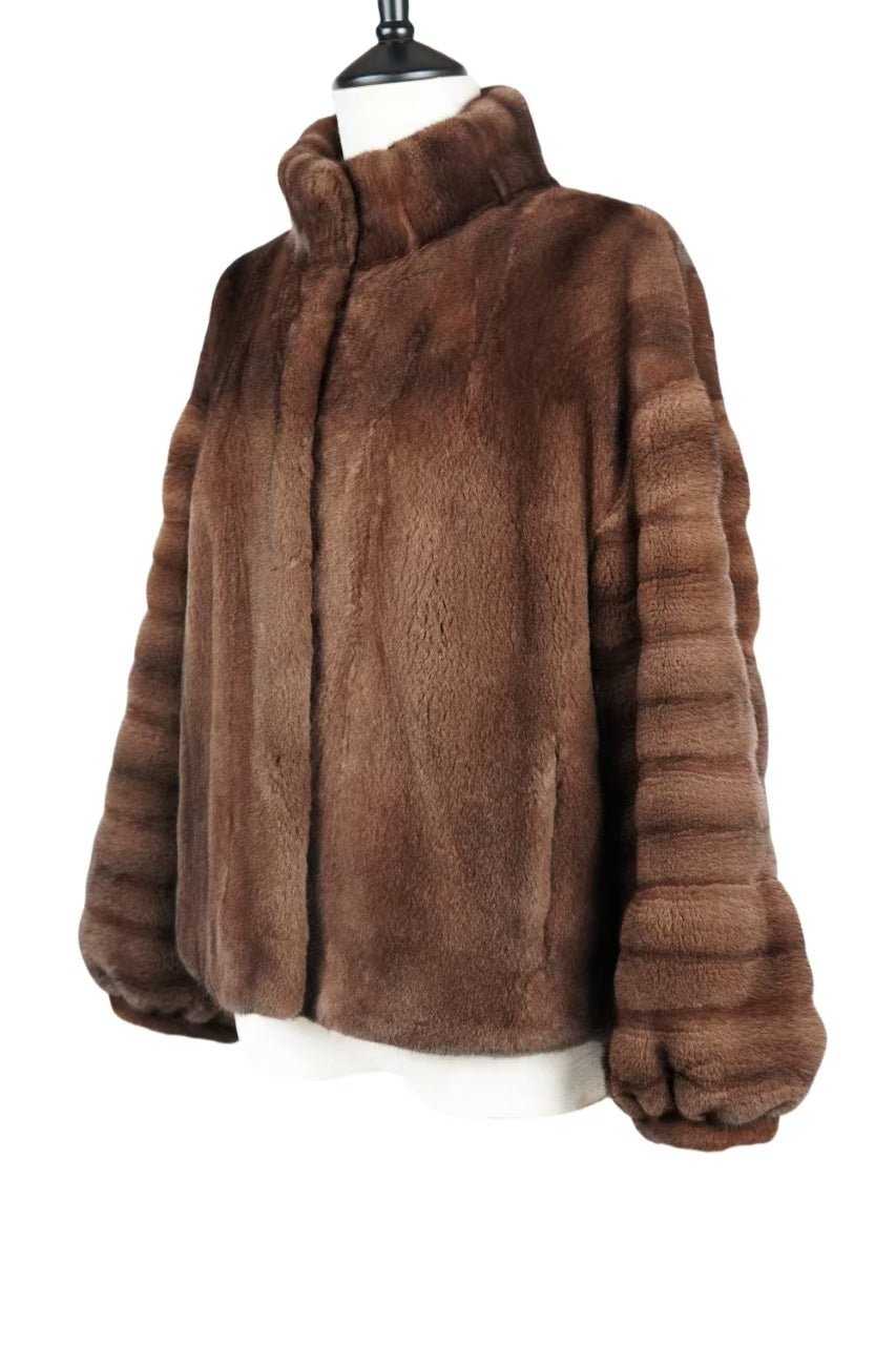 Short Coffee Mink Jacket
