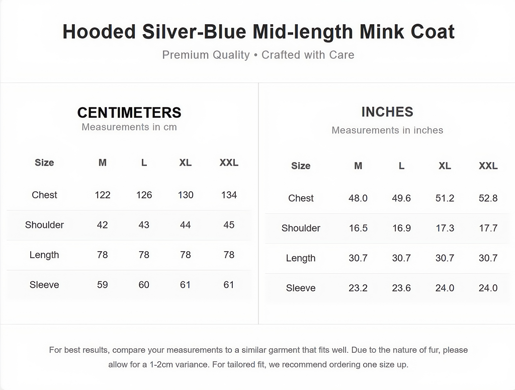 Hooded Silver-Blue Mid-length Mink Coat