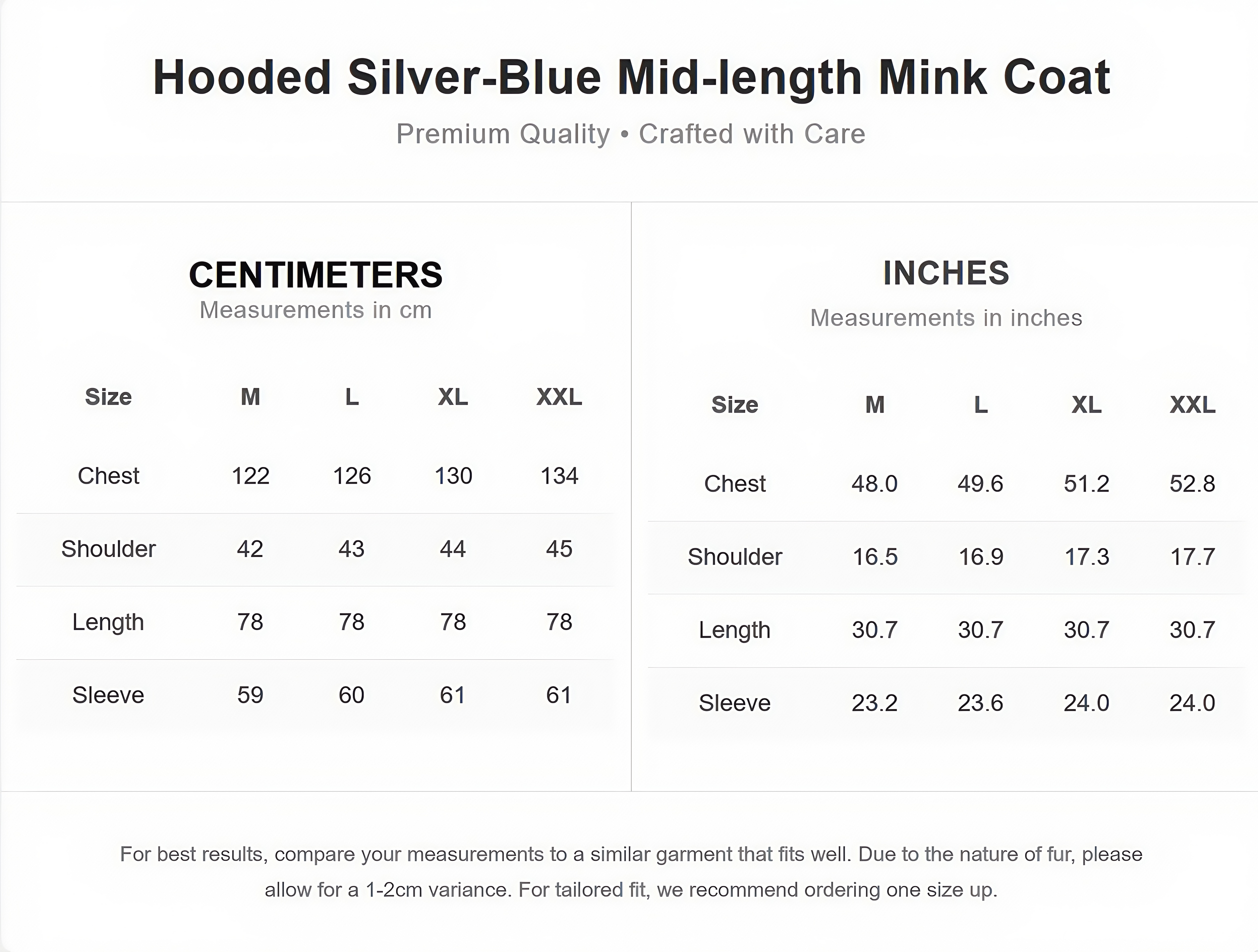 Hooded Silver-Blue Mid-length Mink Coat