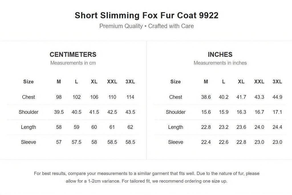 Short Slim Fox Fur Coat (9922)