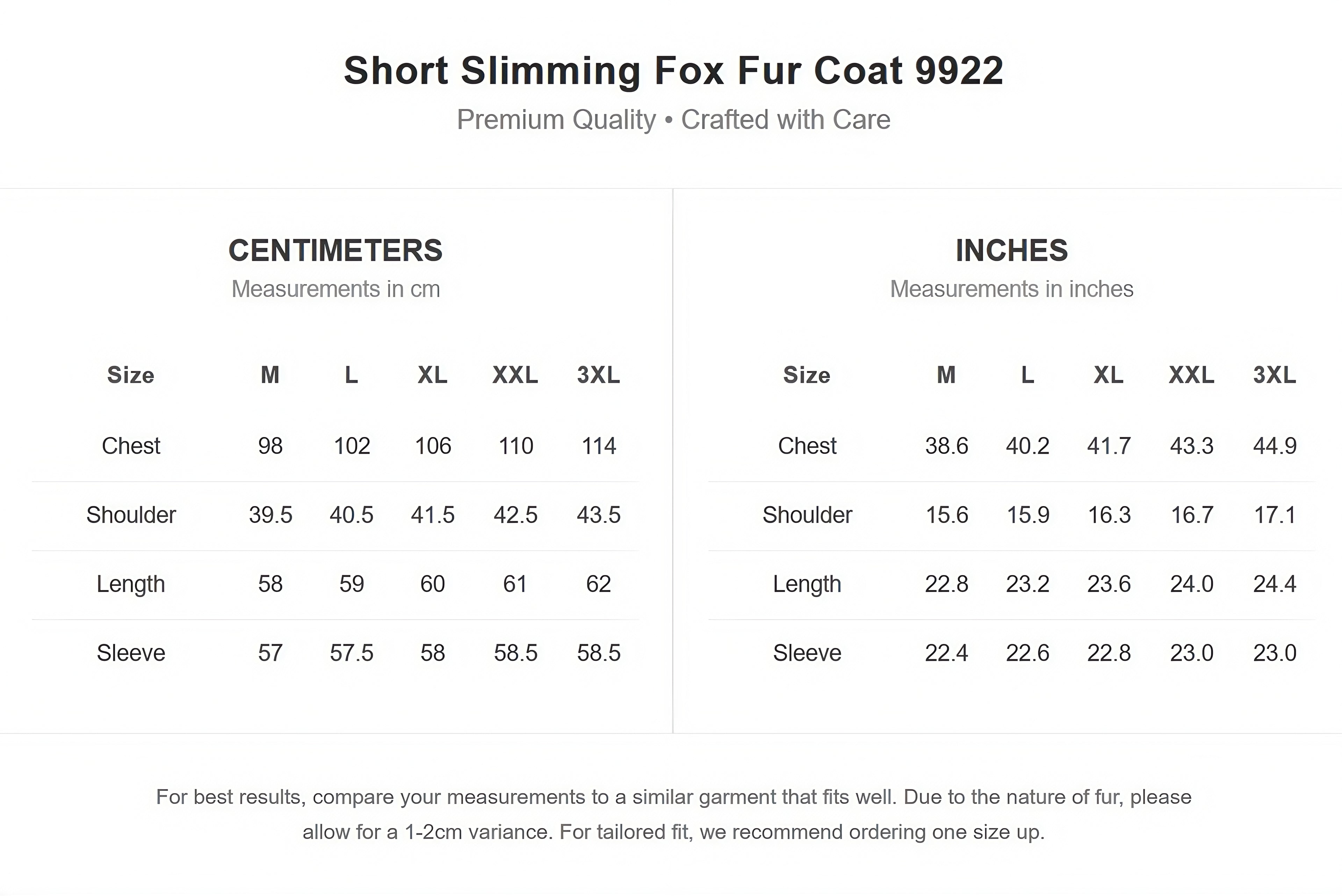 Short Slim Fox Fur Coat (9922)