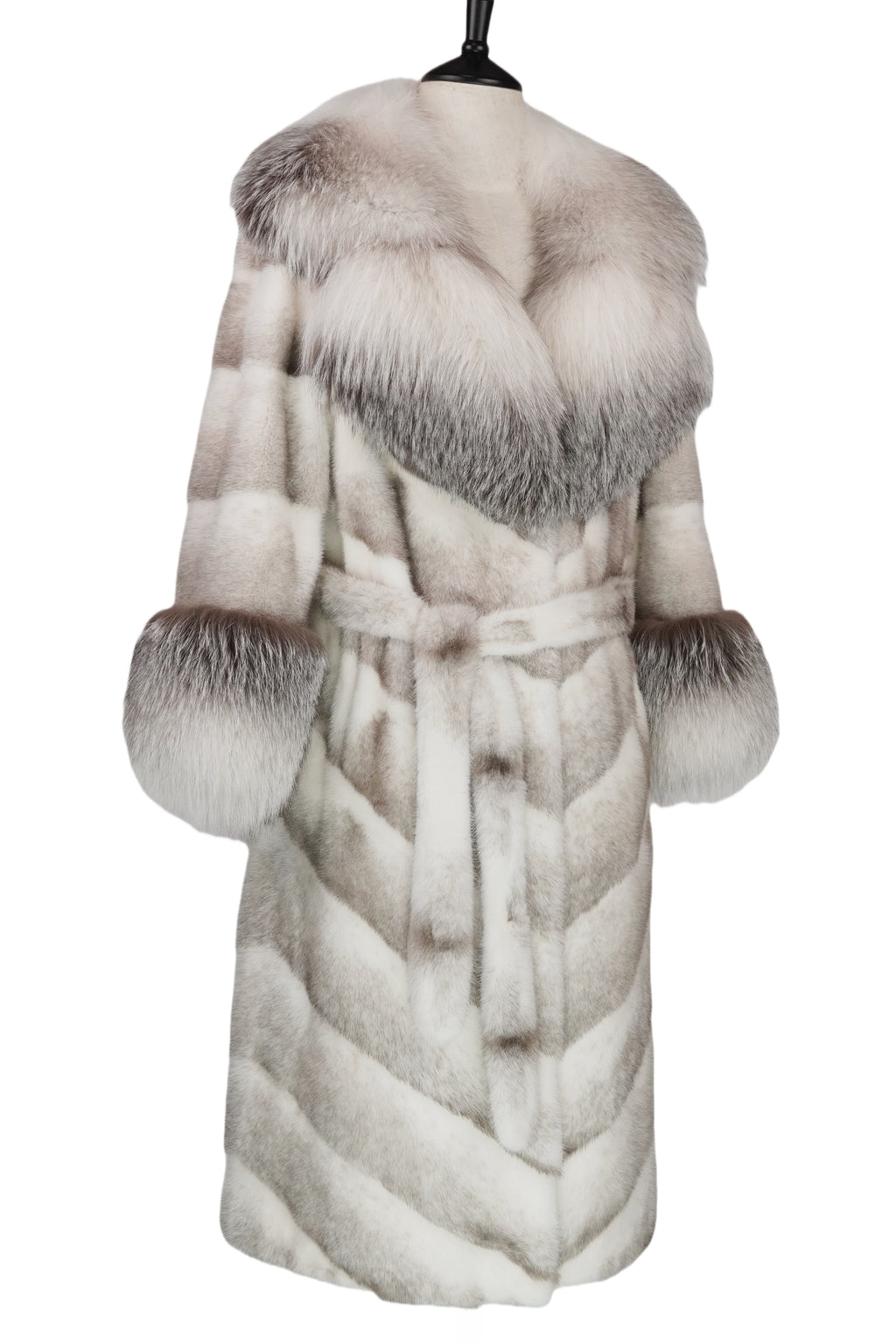 Oversized Fox Collar Mink Long Coat