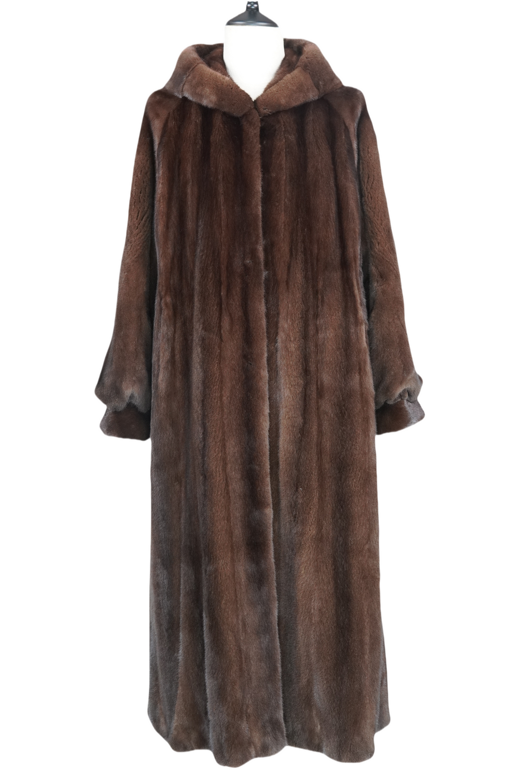Hooded Long Coffee-colored Mink coat