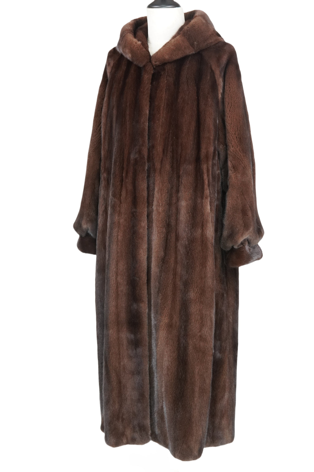 Hooded Long Coffee-colored Mink coat
