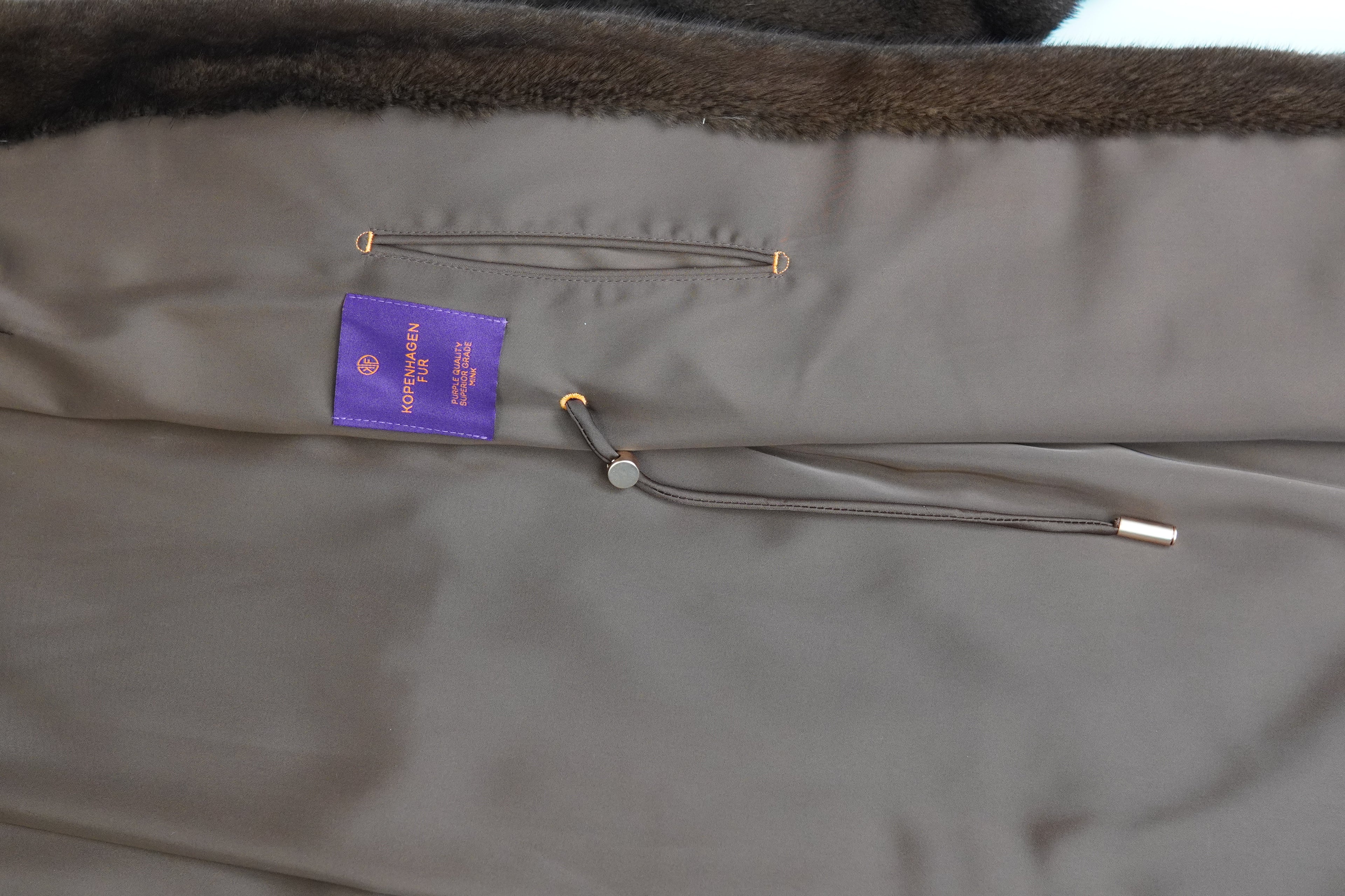 Hooded Long Coffee-colored Mink coat