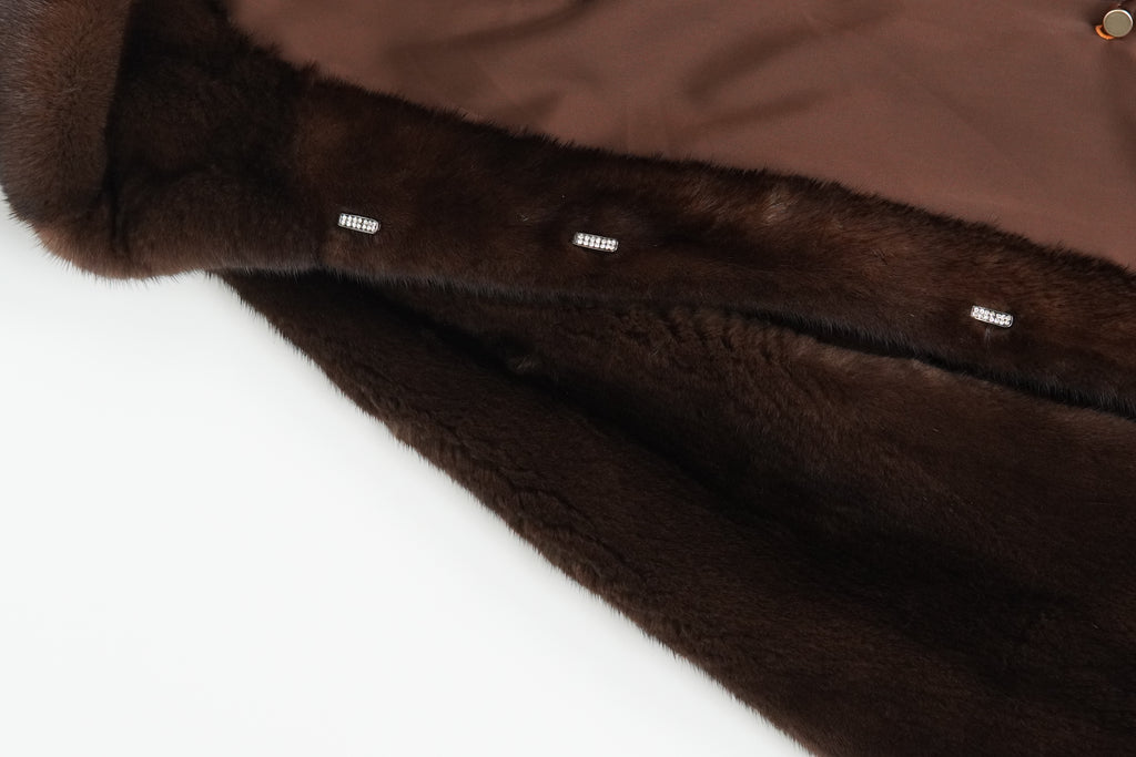 Hooded Long Coffee-colored Mink coat