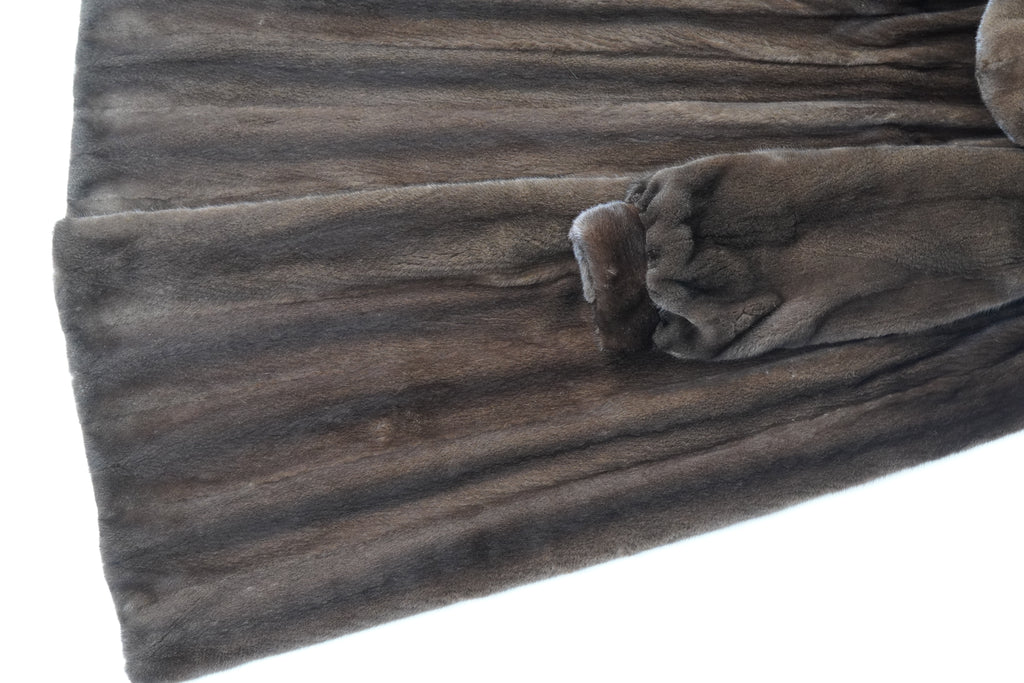 Hooded Long Coffee-colored Mink coat