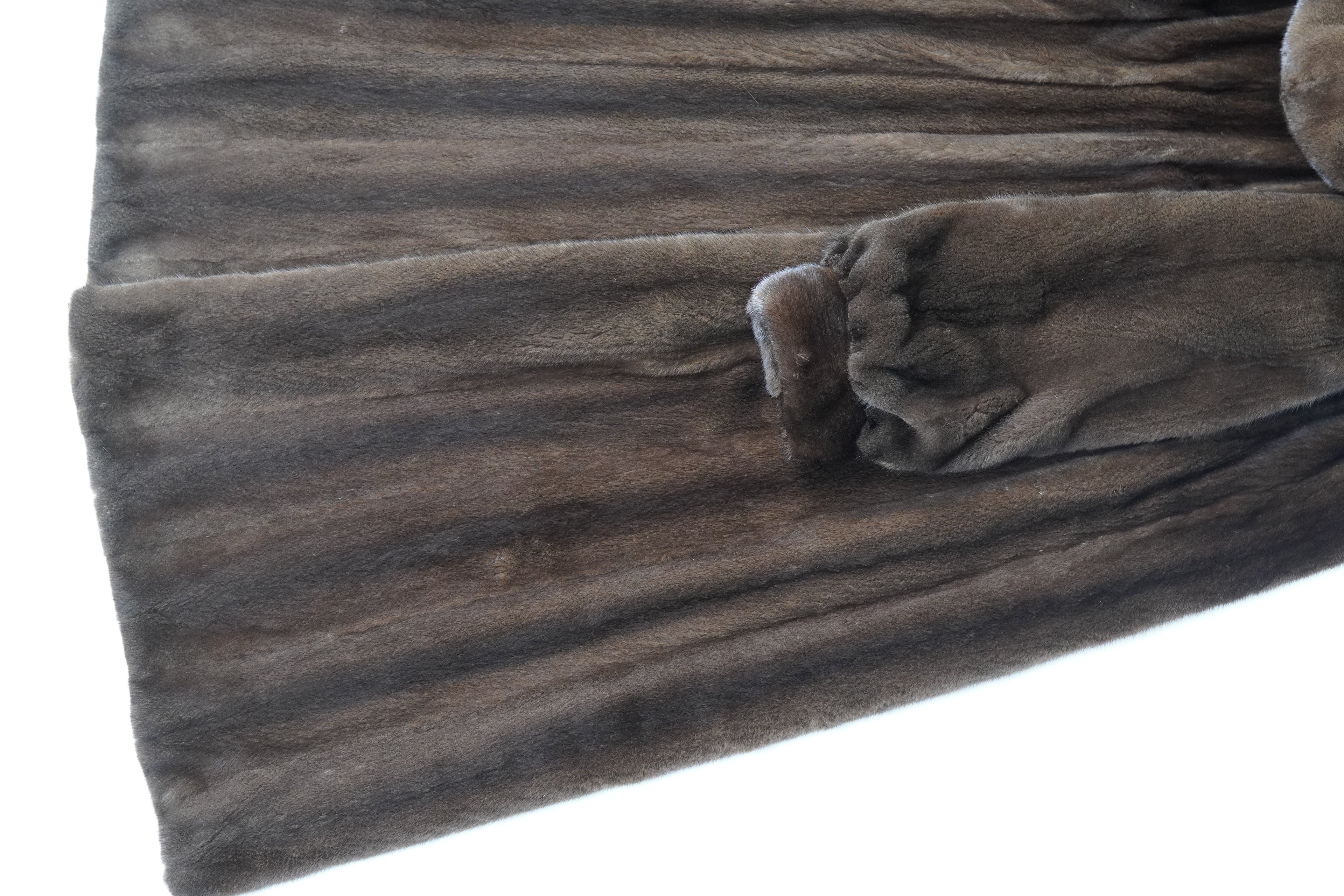 Hooded Long Coffee-colored Mink coat