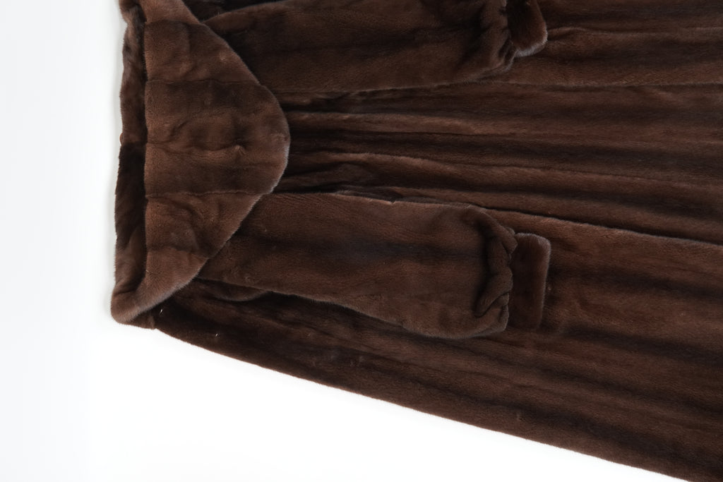 Hooded Long Coffee-colored Mink coat