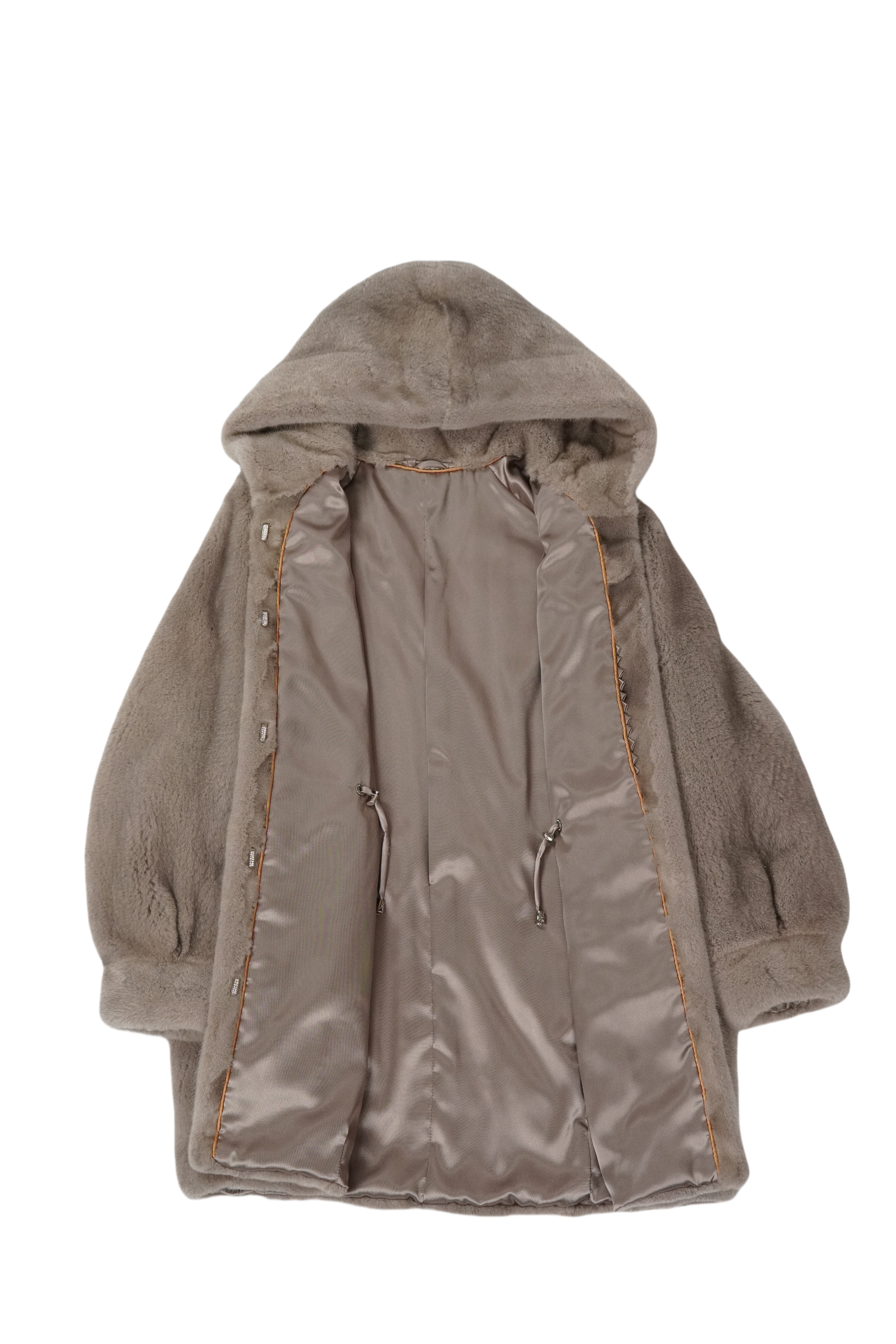 Hooded Silver-Blue Mid-length Mink Coat