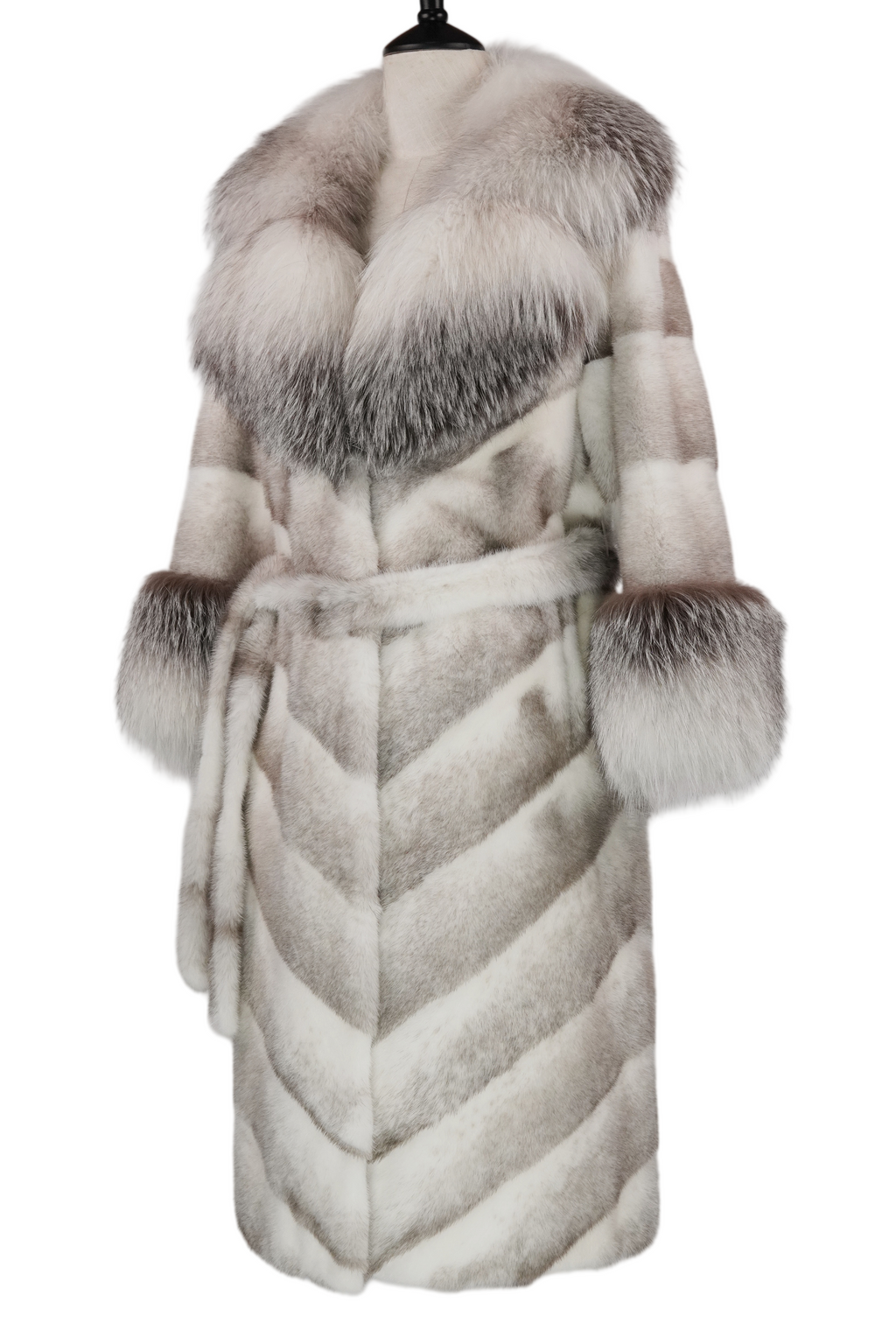 Oversized Fox Collar Mink Long Coat