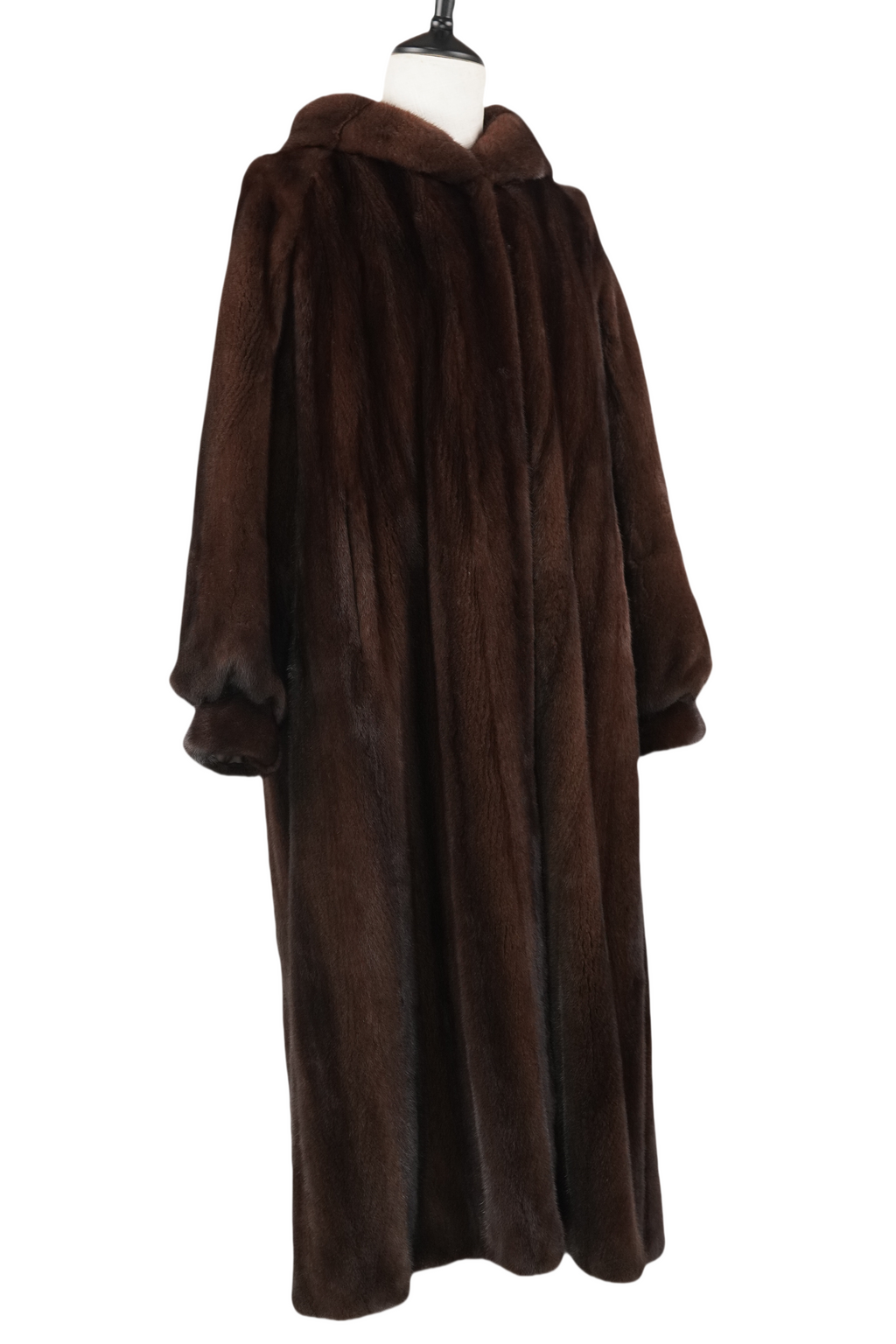 Hooded Long Coffee-colored Mink coat