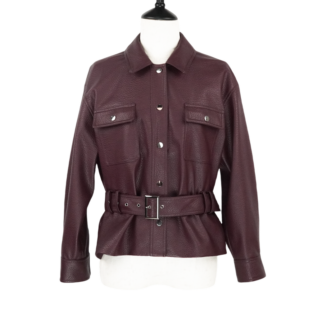 Short Fashion Slimming Faux Leather Jacket(25588)