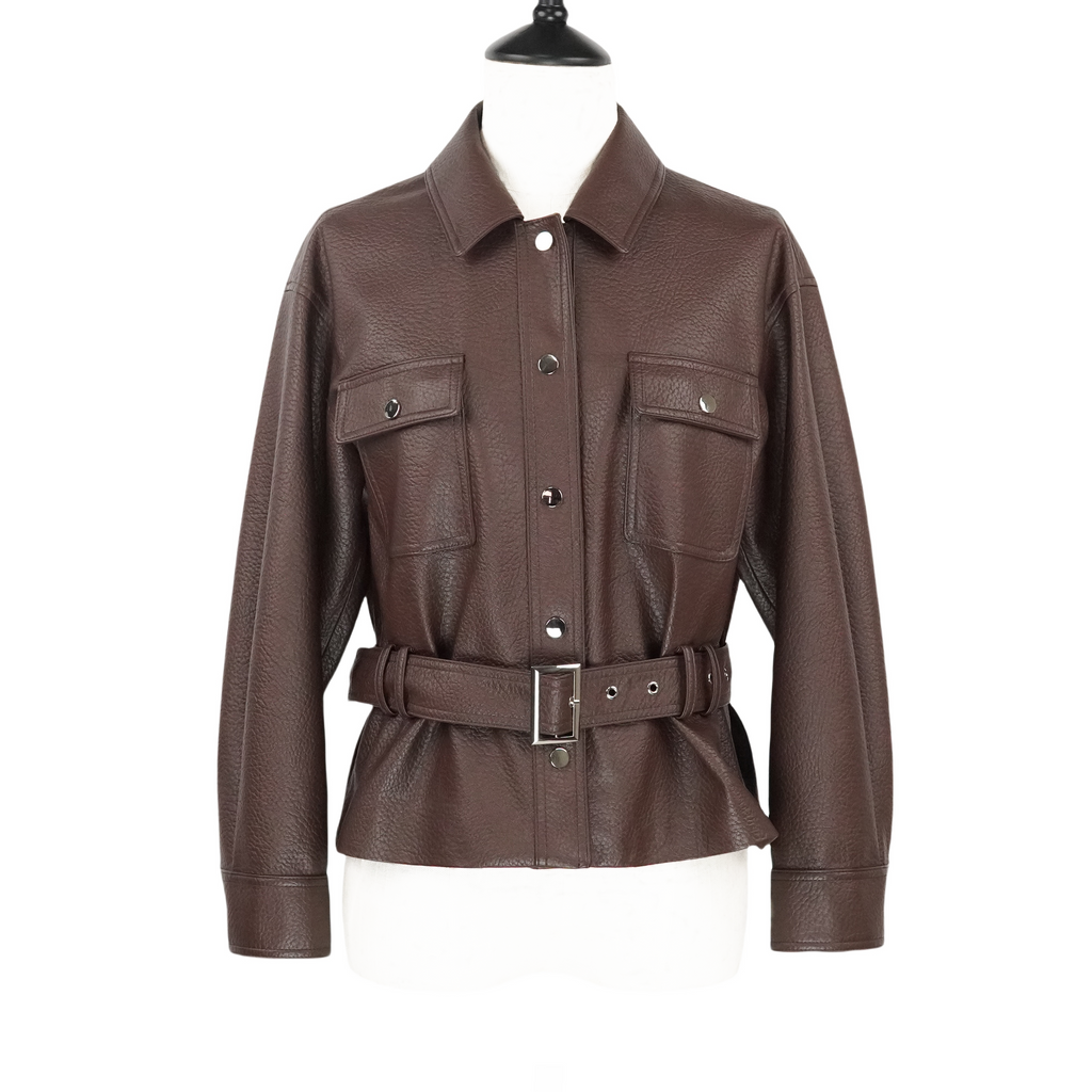 Short Fashion Slimming Faux Leather Jacket(25588)