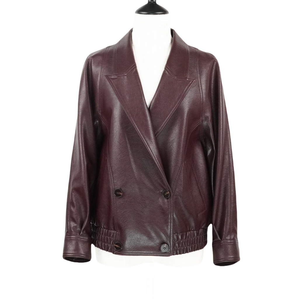 Short Casual Faux Leather Jacket (88375)