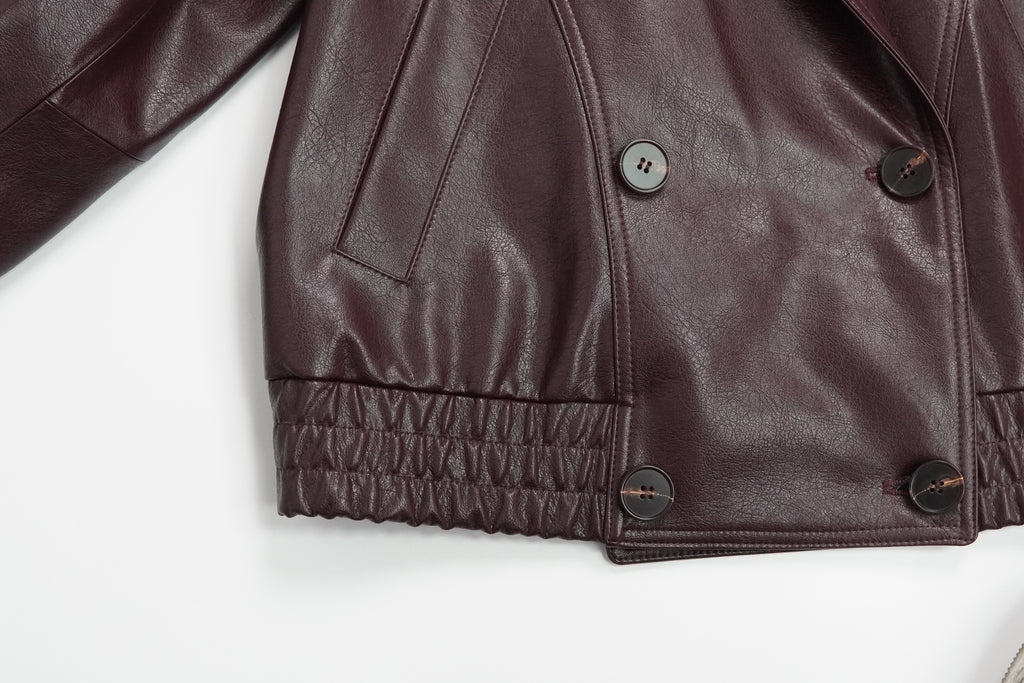 Short Casual Faux Leather Jacket (88375)