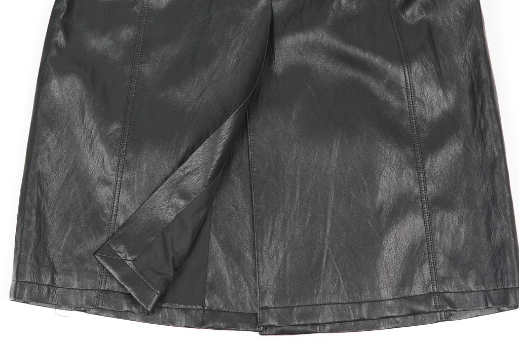 Fashion Minimalist Faux Leather coat (25591)