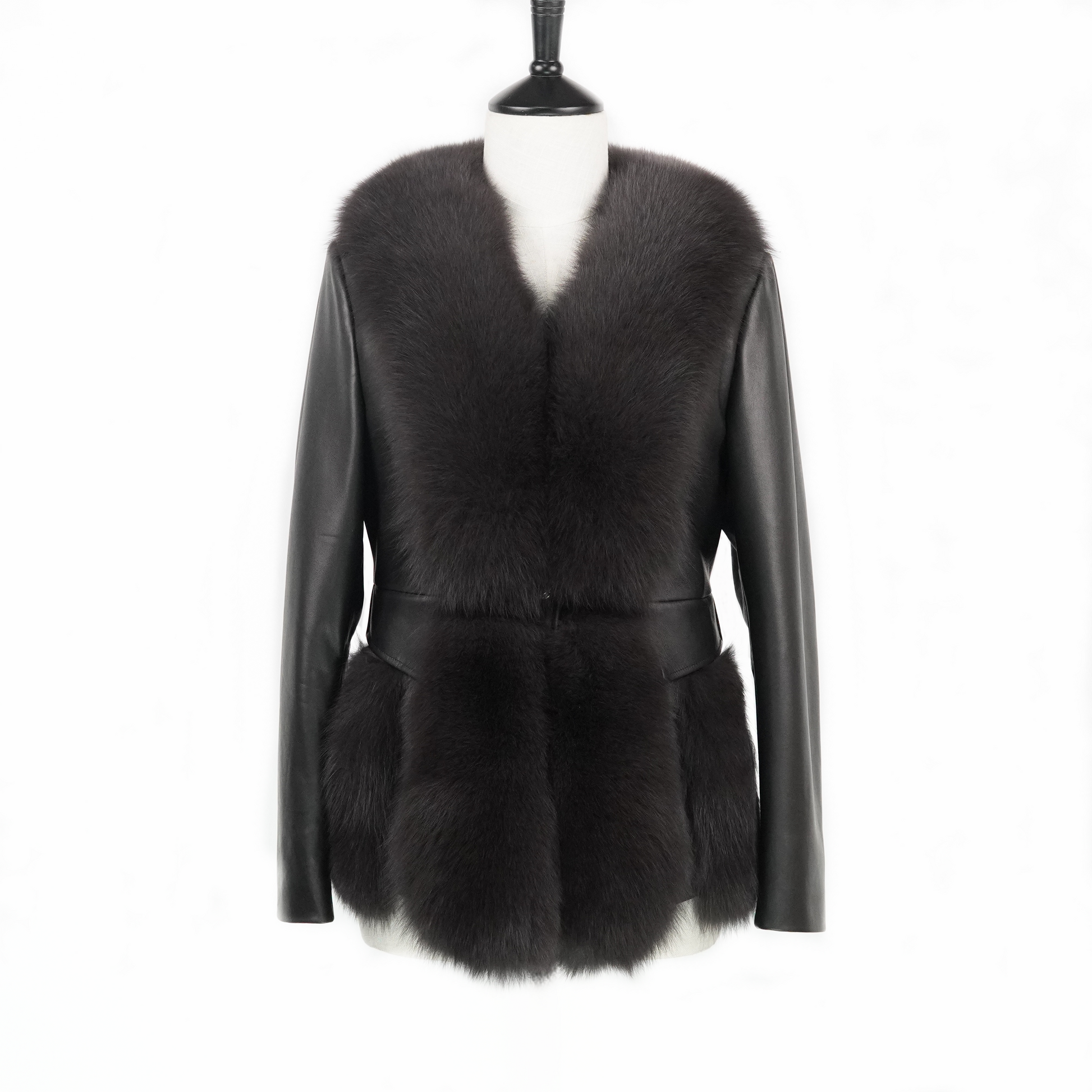 Short Simple Fox Fur Coat (8809)