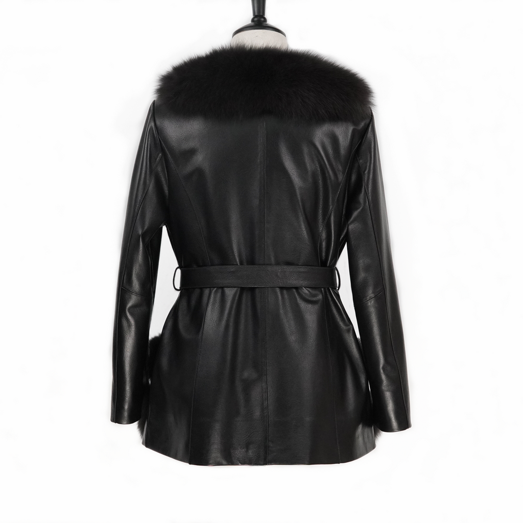 Mid-length young fashionable fox fur coat (9915)