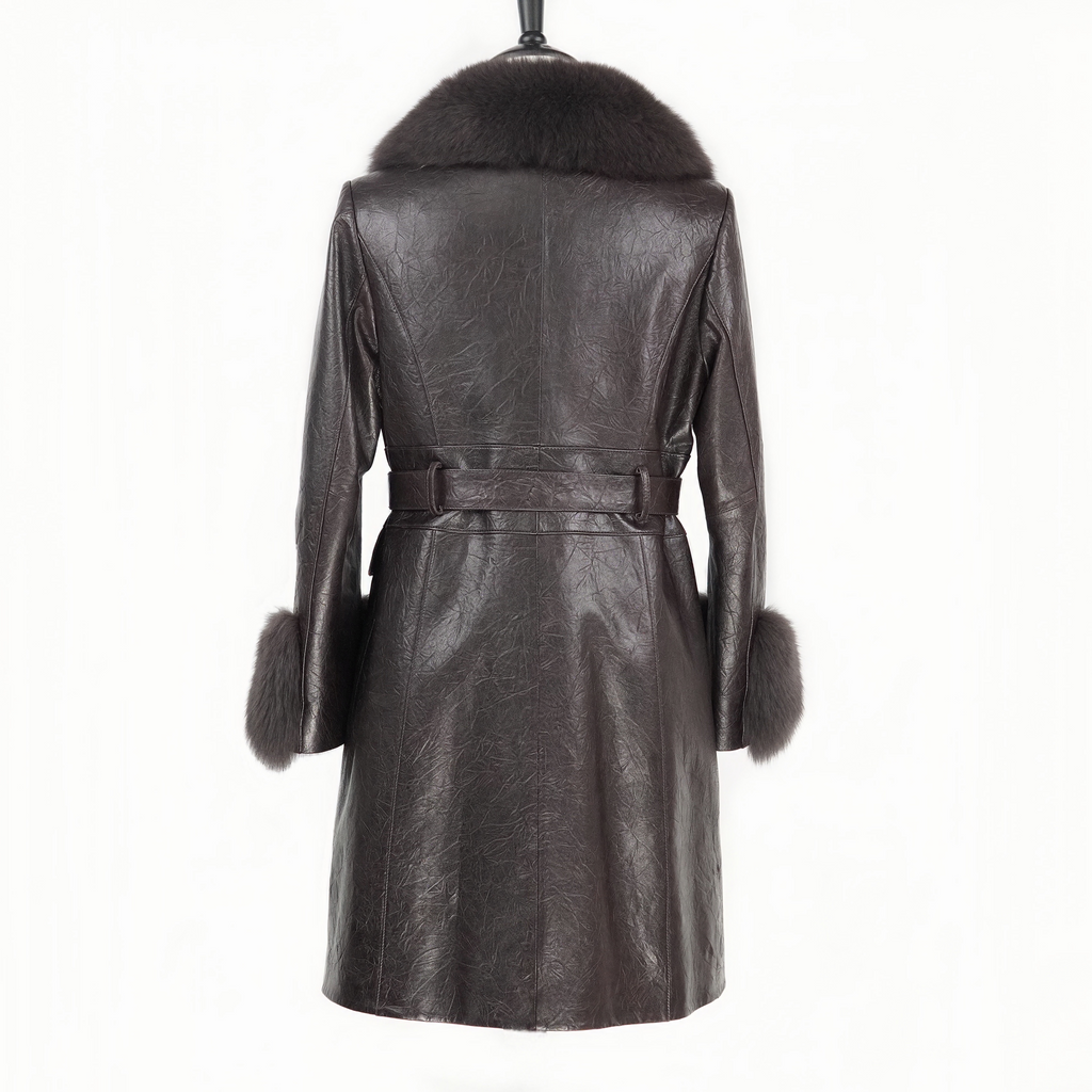 Long Design Fox Fur Coat (9928)