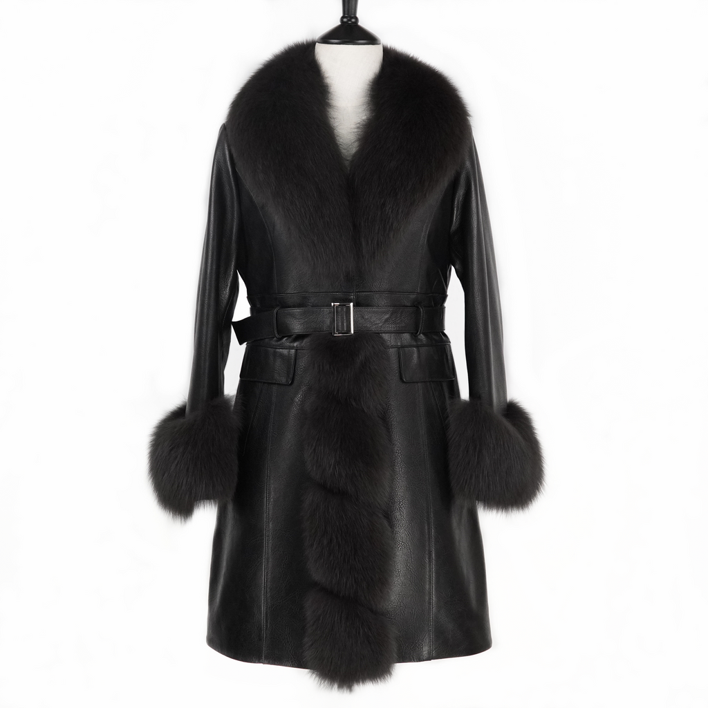 Long Design Fox Fur Coat (9928)