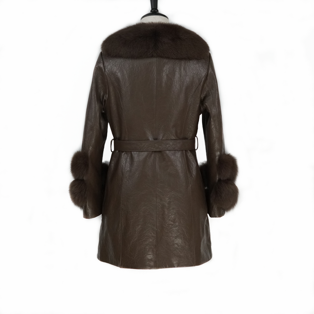 Mid-length fashionable noble fox fur coat (8826)