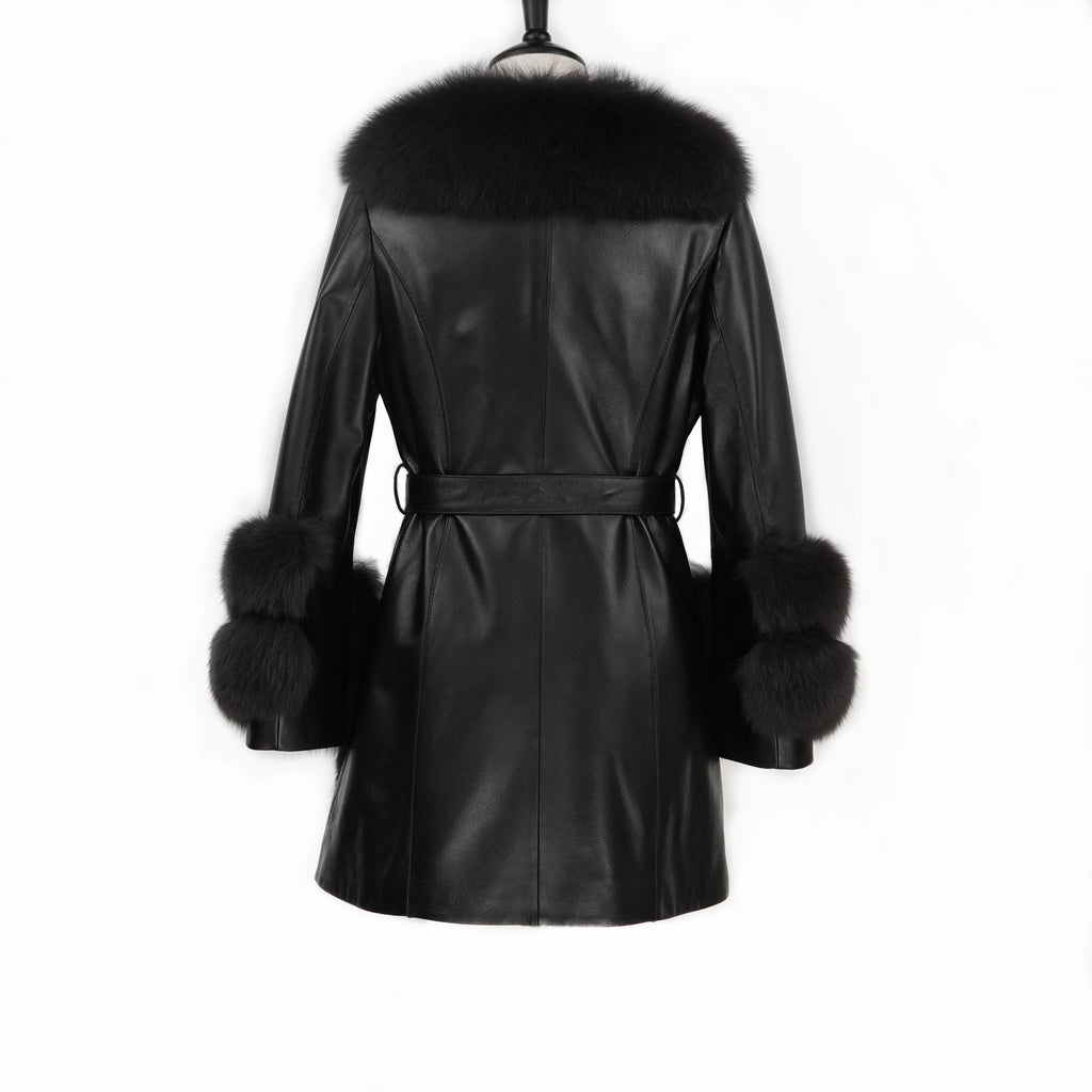 Mid-length fashionable noble fox fur coat (8826)