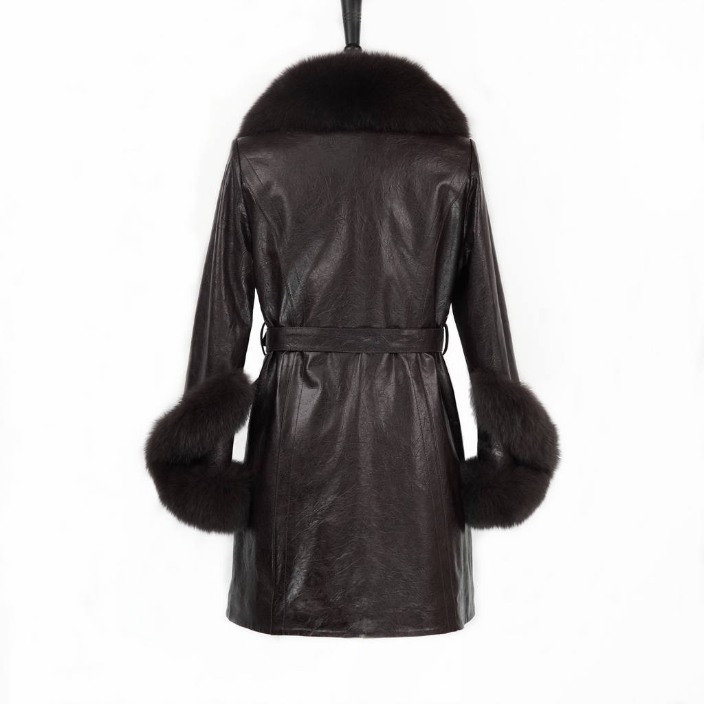 Simple temperament lace-up mid-length fox furcoat (9996)