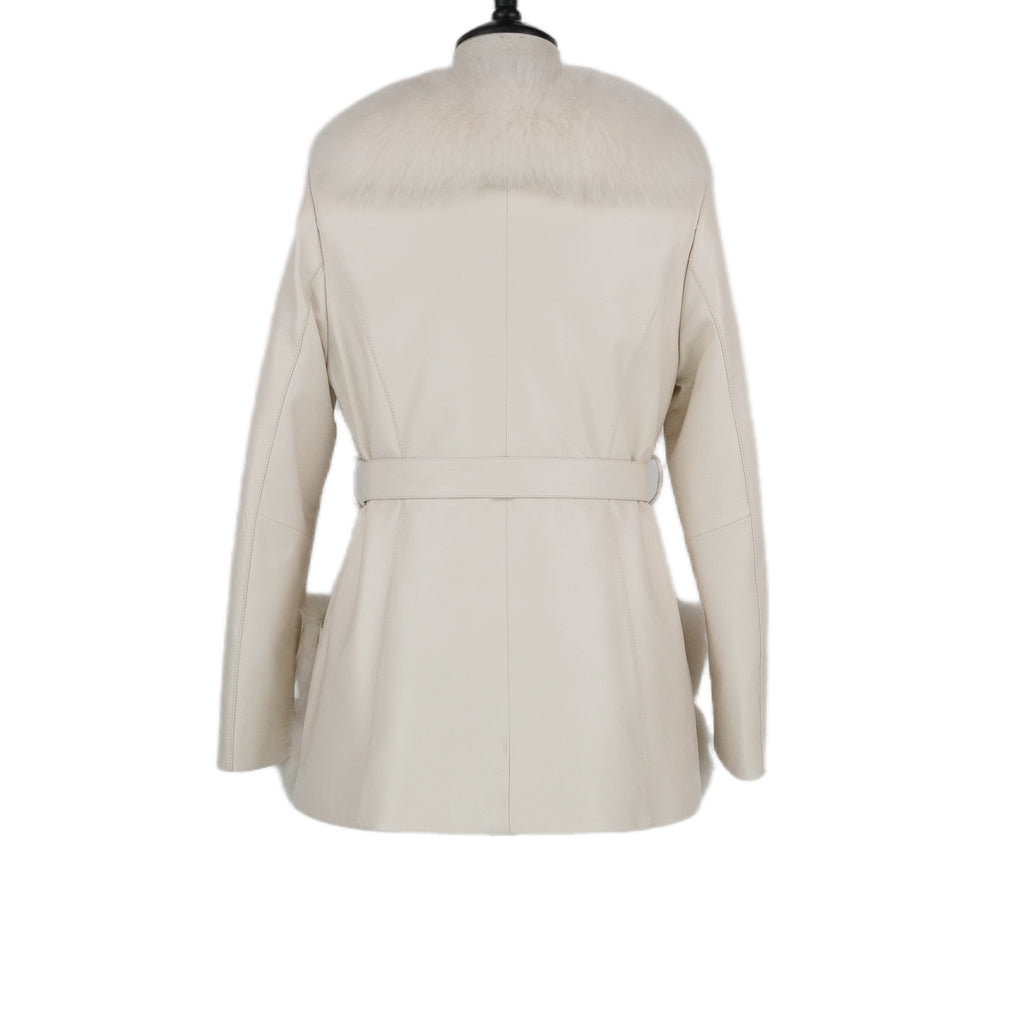 Mid-length young fashionable fox fur coat (9915)