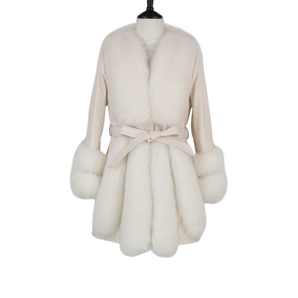 Mid-length fashionable noble fox fur coat (8826)