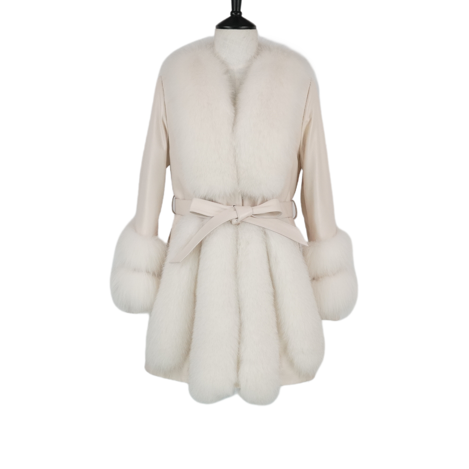 Mid-length fashionable and elegant fox fur coat (2362)