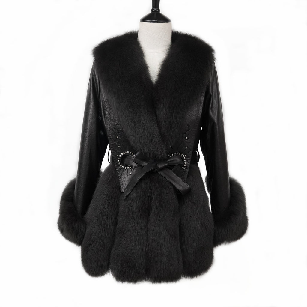 Mid-length embroidered fashionable fox fur coat（2379）