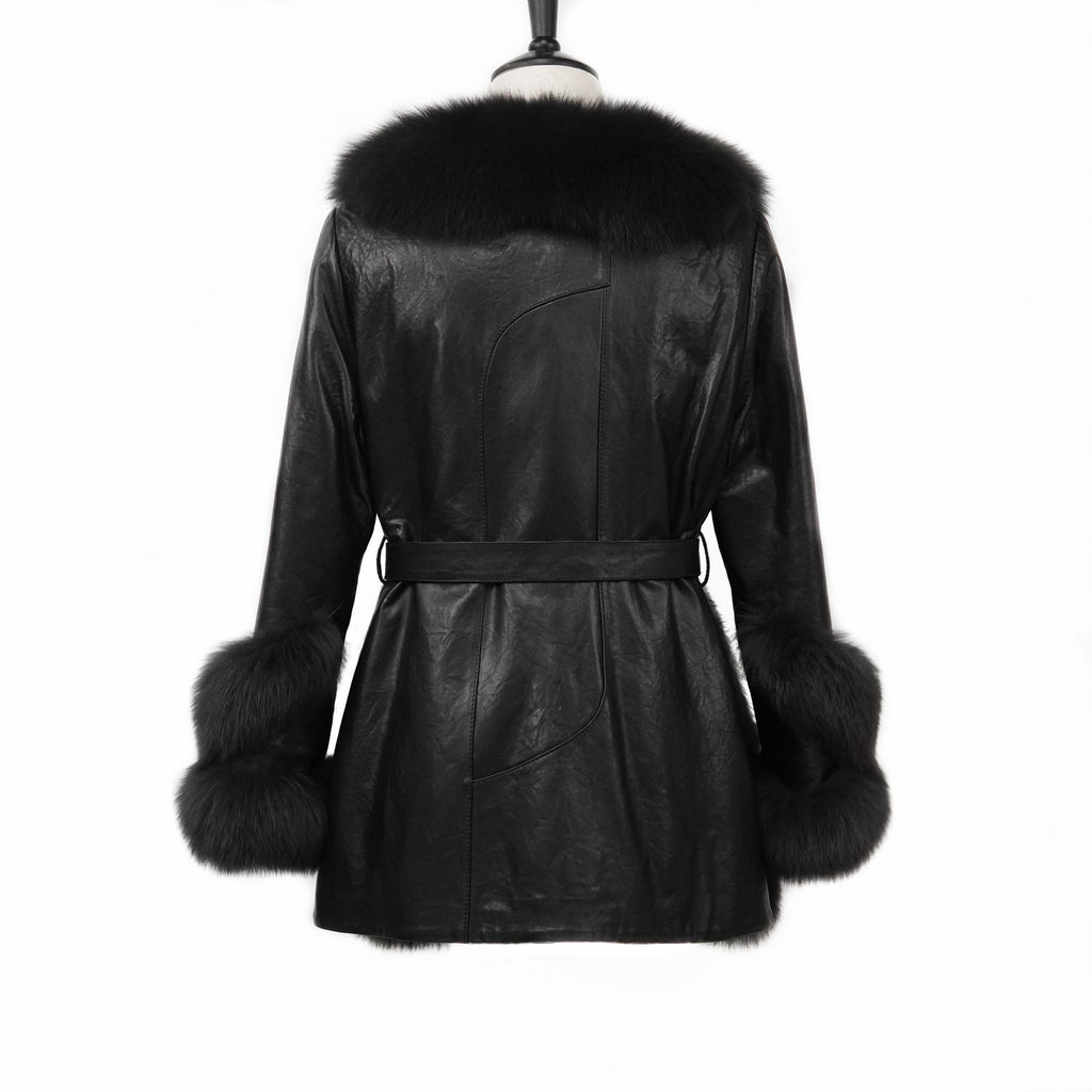 Mid-length embroidered fashionable fox fur coat（2379）