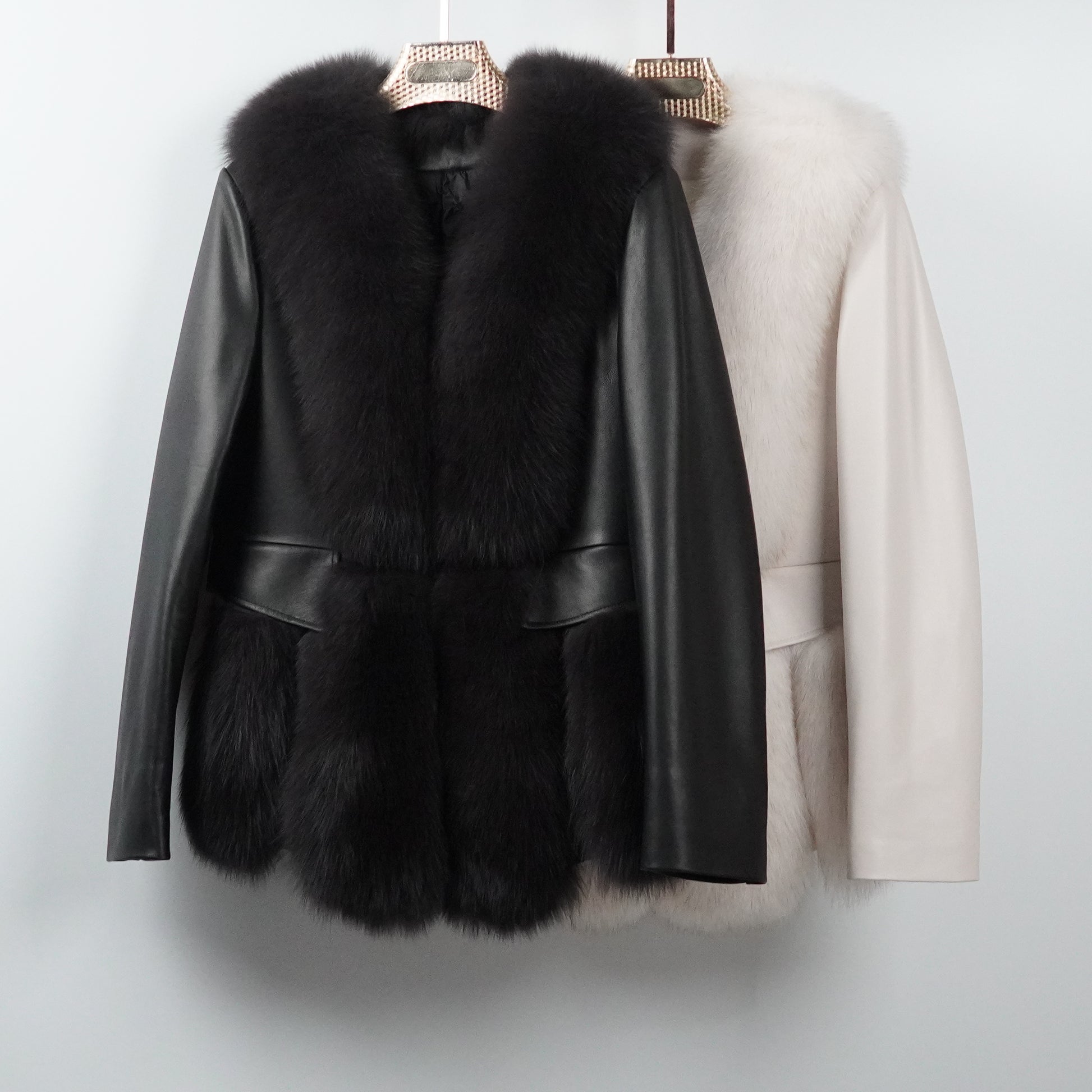 Short Simple Fox Fur Coat (8809)