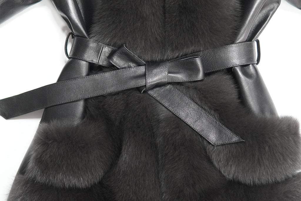 Mid-length young fashionable fox fur coat (9915)