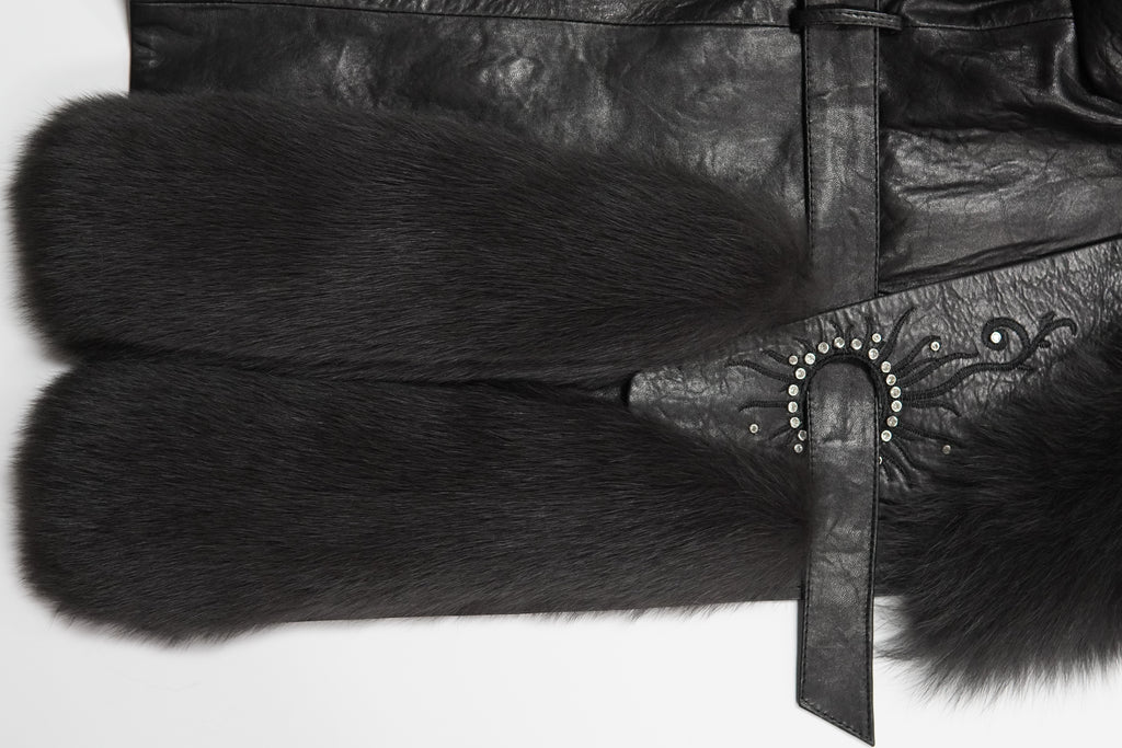 Mid-length embroidered fashionable fox fur coat（2379）