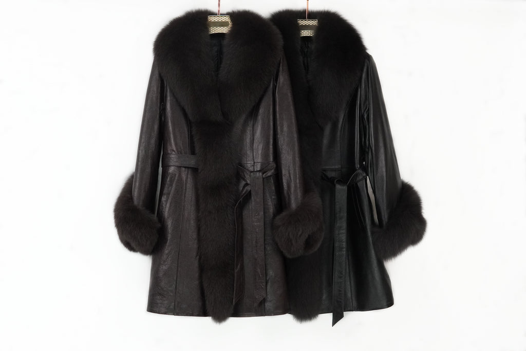 Simple temperament lace-up mid-length fox furcoat (9996)