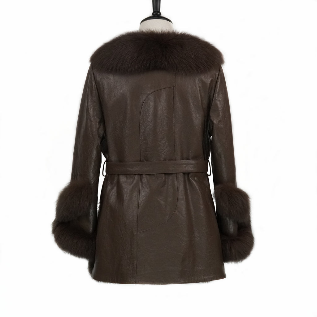 Mid-length embroidered fashionable fox fur coat（2379）