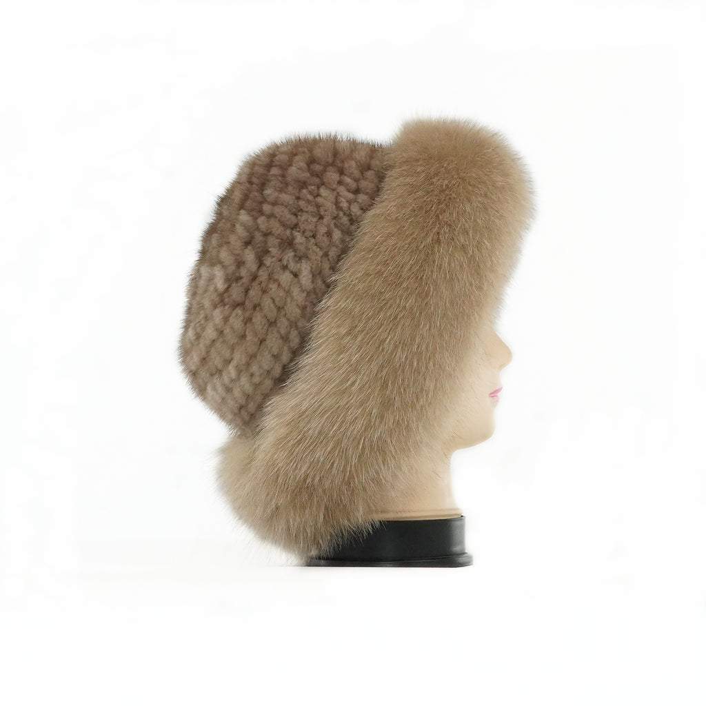 Fox Fur Mink Knit Hat