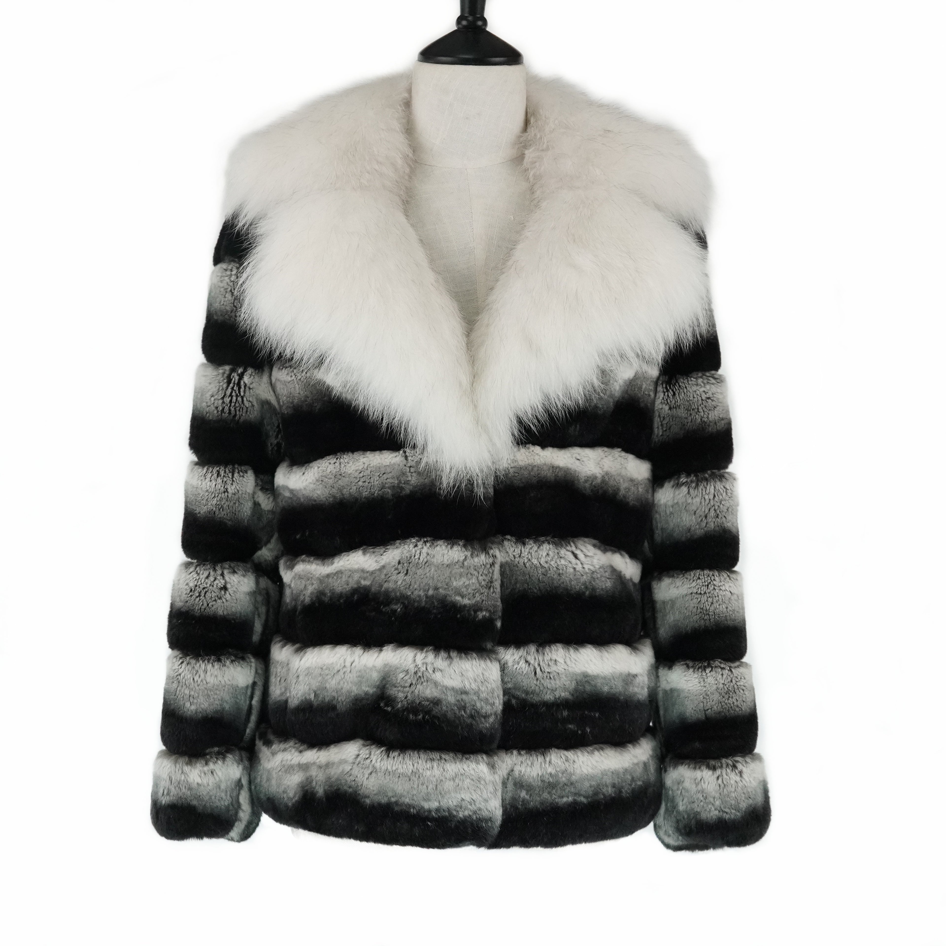 Rabbit Fur and Fox Striped Coat