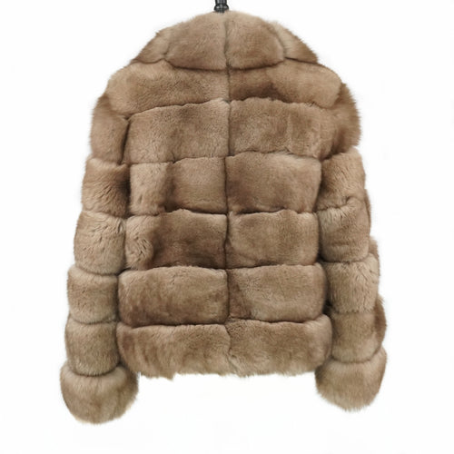 Brown-Yellow Fox Fur Coat