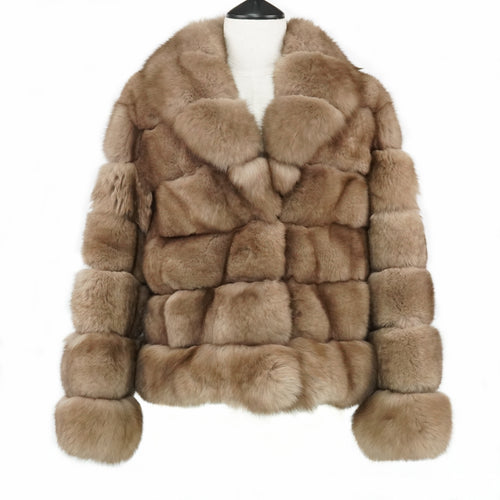 Brown-Yellow Fox Fur Coat