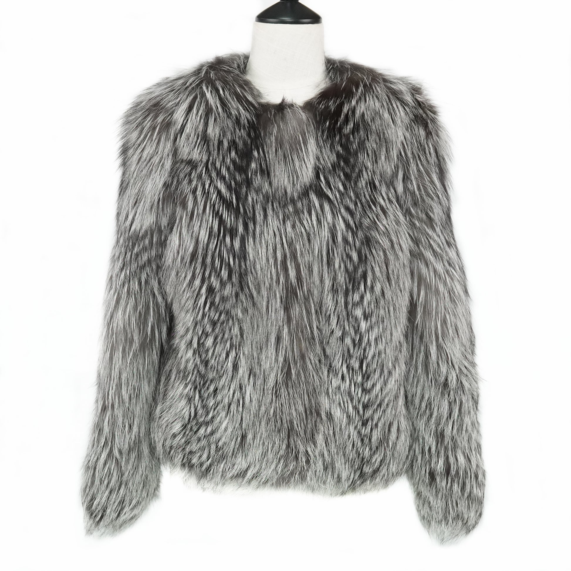 Black and White Fox Fur Coat