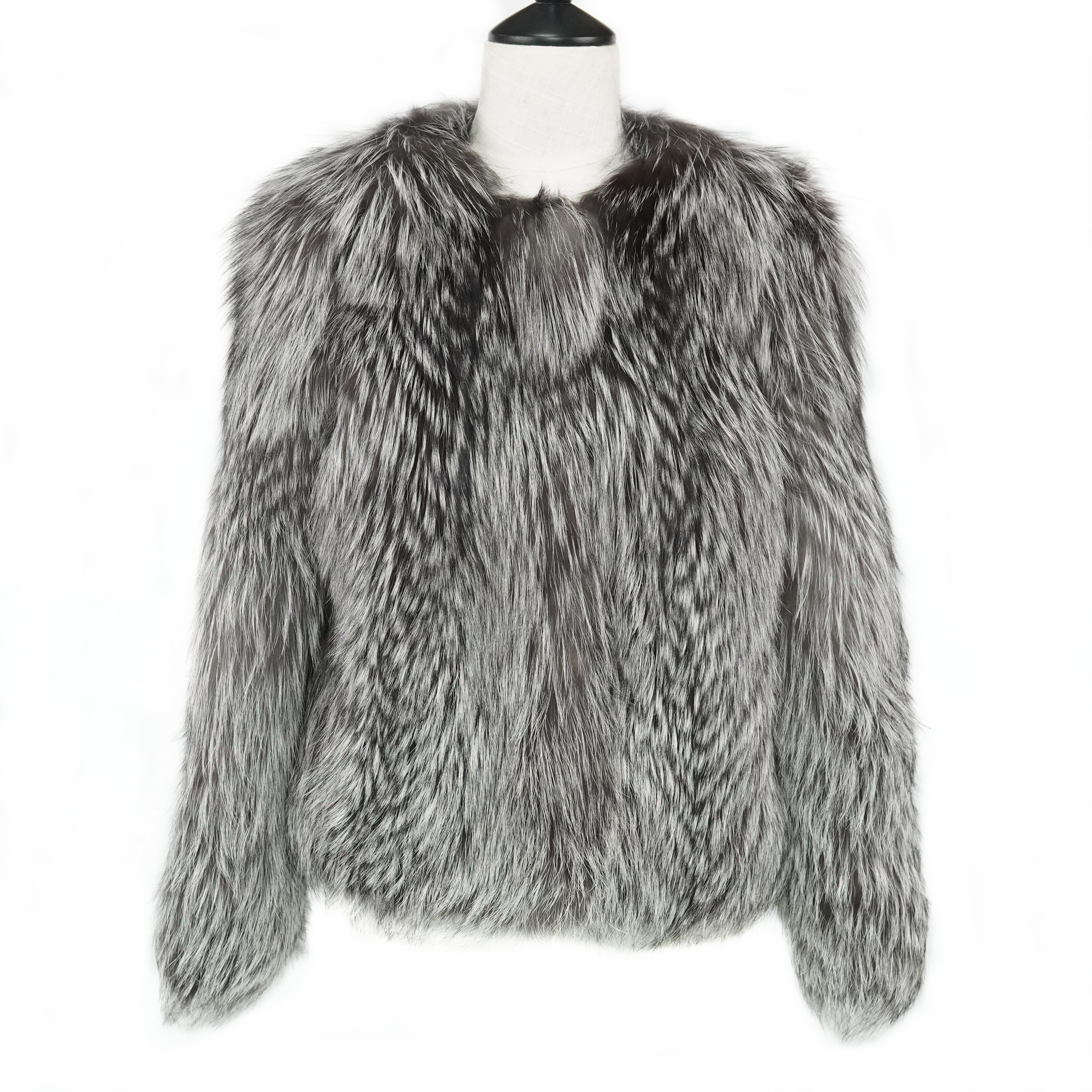 Black and White Fox Fur Coat