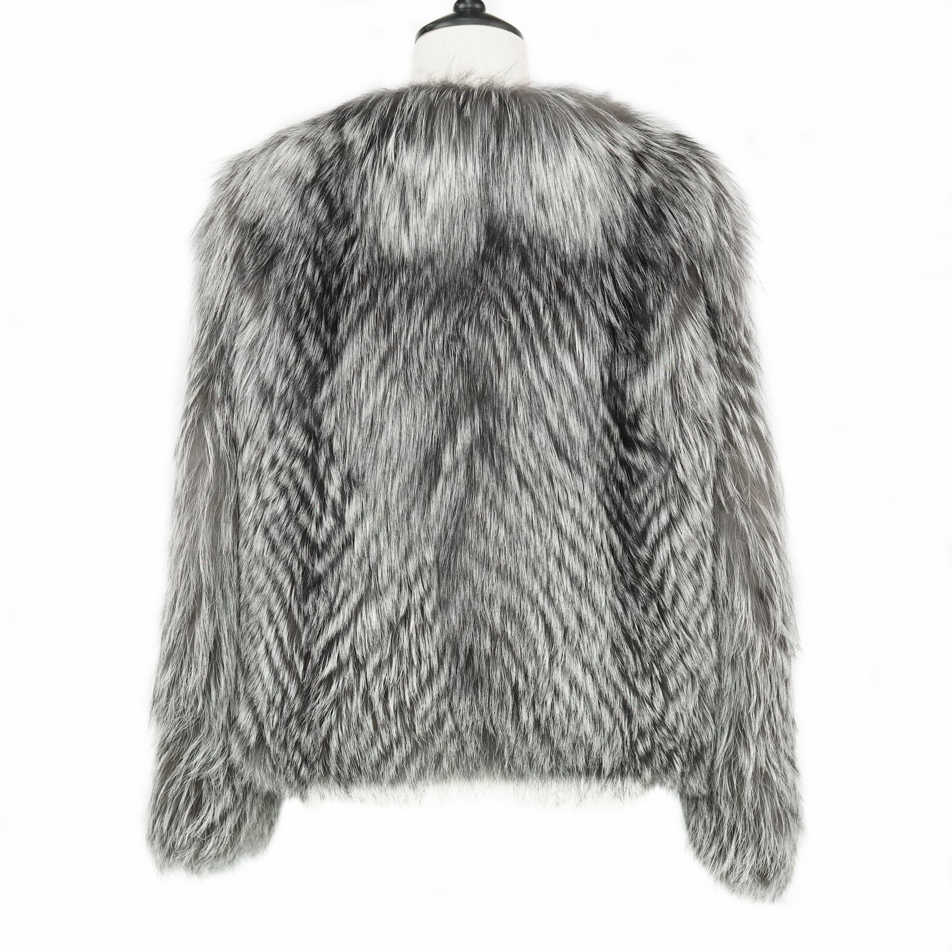 Black and White Fox Fur Coat