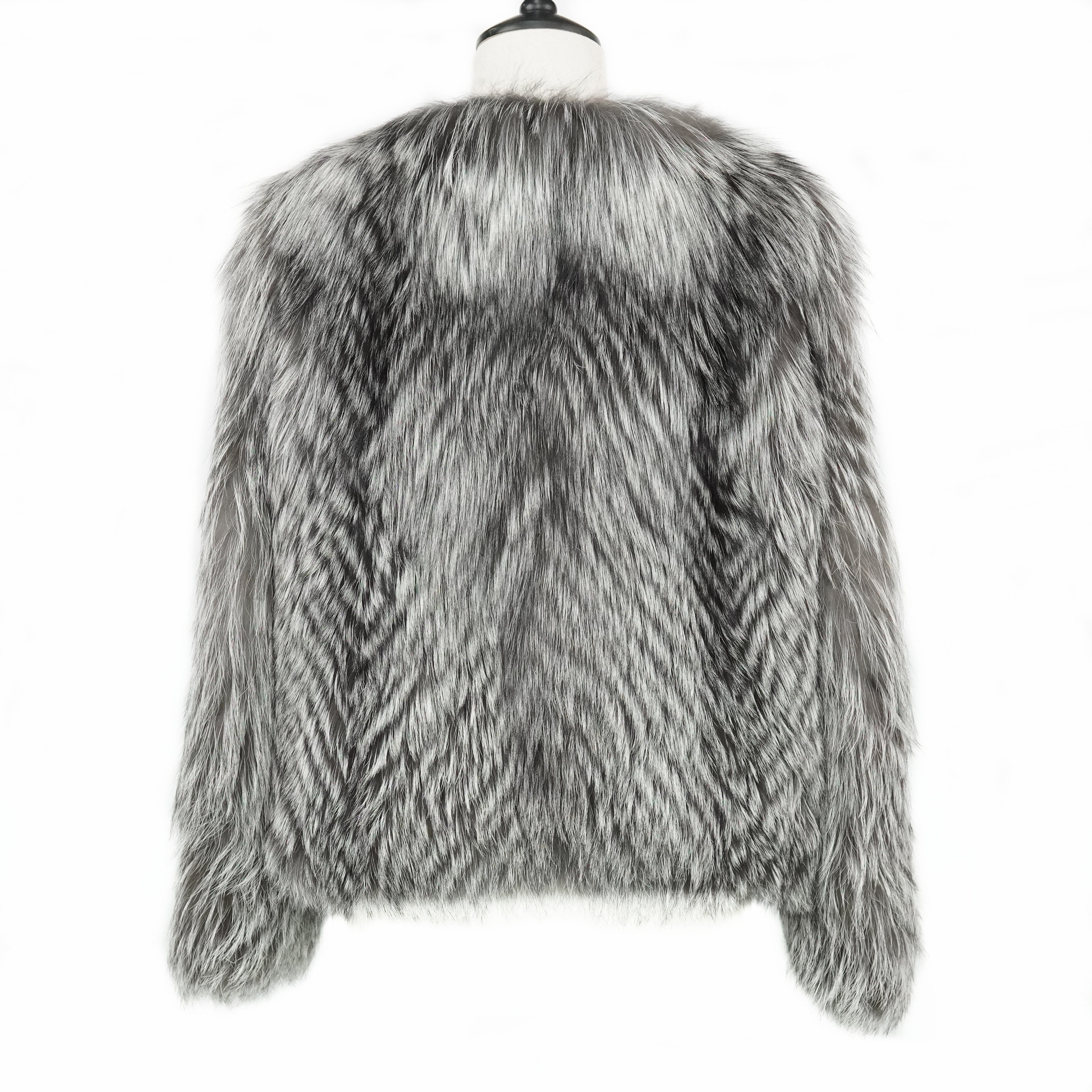 Black and White Fox Fur Coat